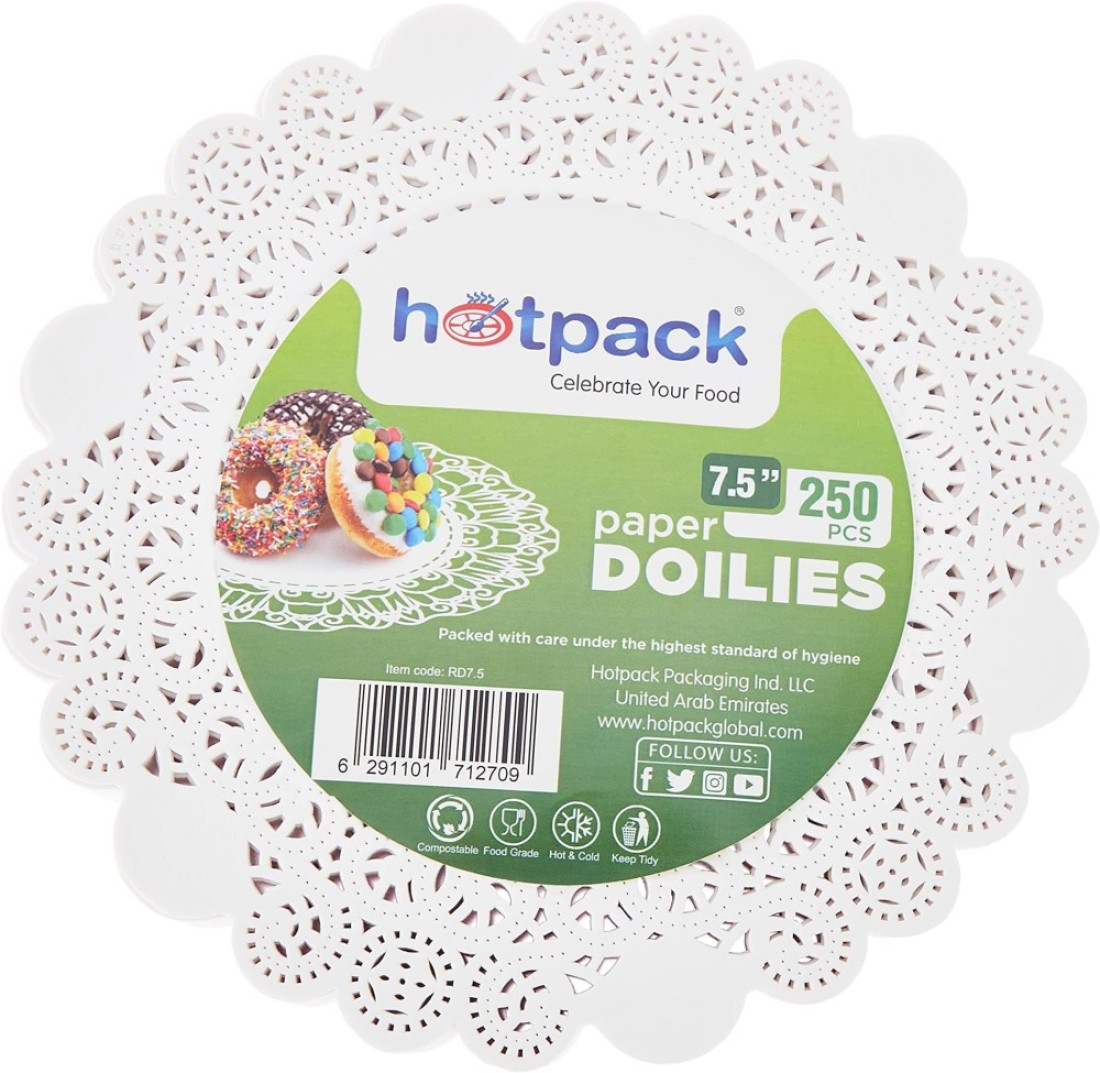 Round Doiles 7.5”, White 250Pcs