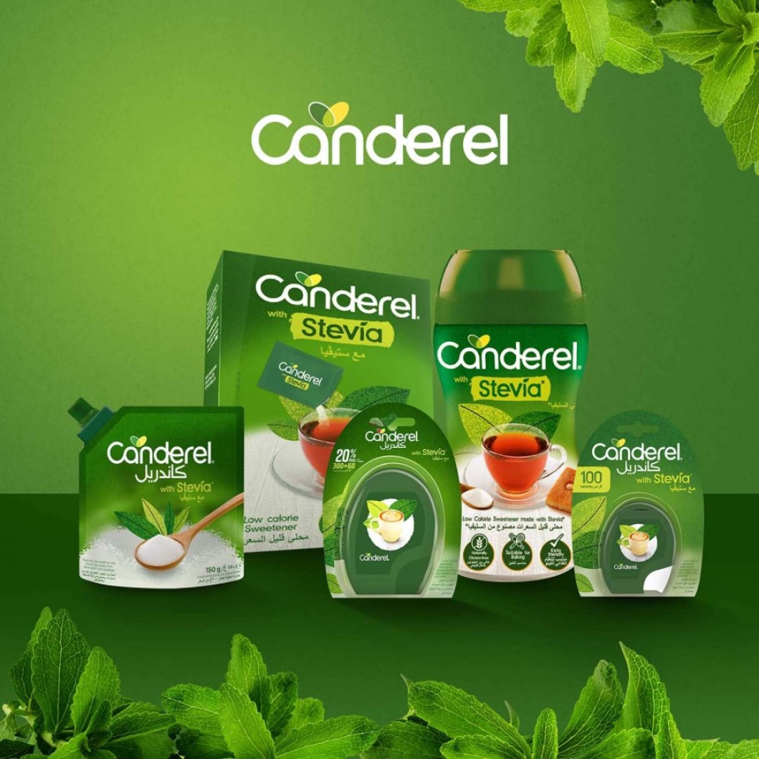 Canderel Low-Calorie Sweetener Sachet With Stevia 50 Sachets