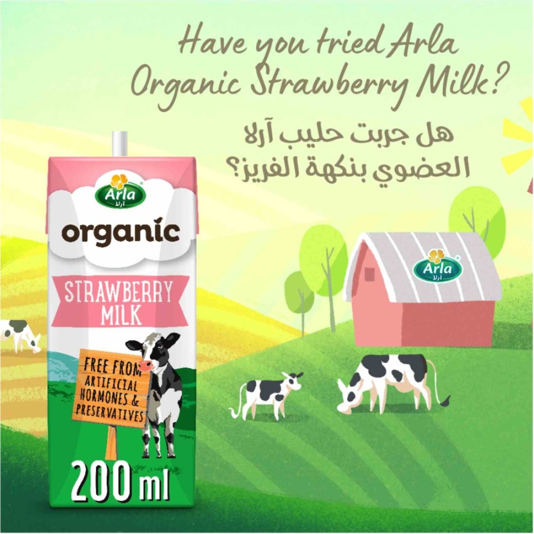 Arla Organic Low Fat Milk Multipack, 200ml Pack of 6