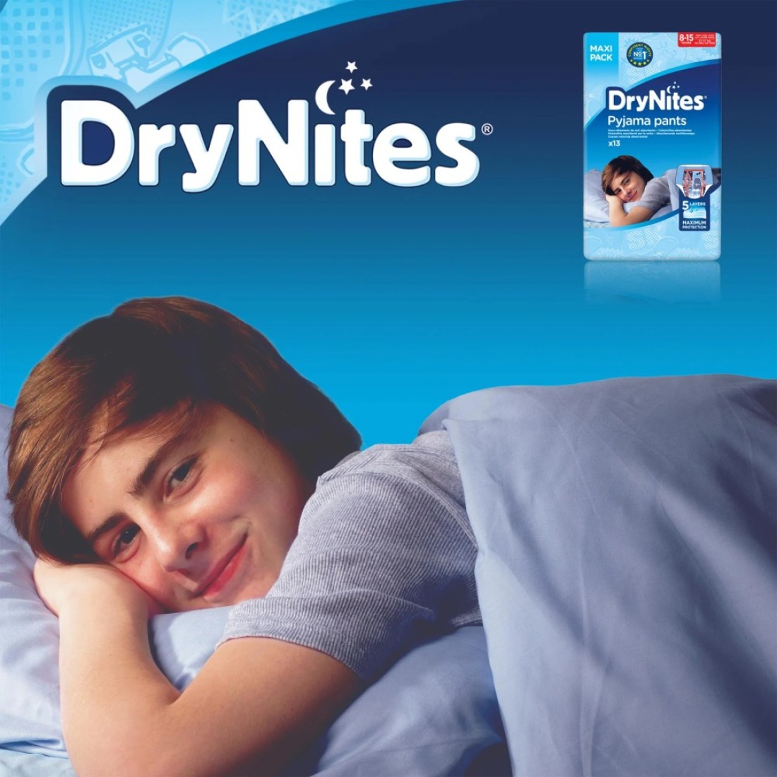 Huggies DryNites Teen Pyjama Pants for Boy 27-57kg 8 to 13 Years Jumbo Pack 13 Pants