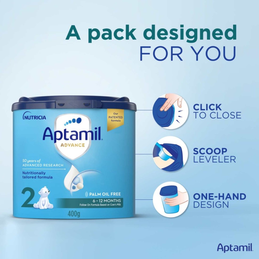 Aptamil Advance Follow On Milk Formula Palm Oil Free Stage 2 From 6 To 12 months 400g