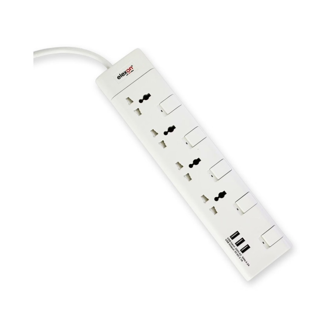 Elexon 4-Way Power Extension Socket With USB Port 13A El-903S White 2m