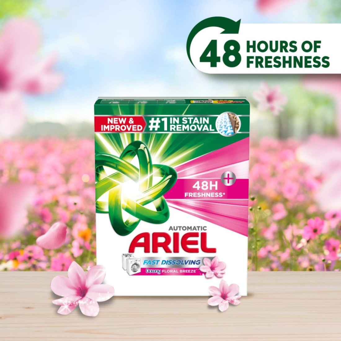 Ariel Core+ Fast Dissolving Washing Powder for Automatic Washing Machine Downy Floral Breeze 2.5kg Pack of 4