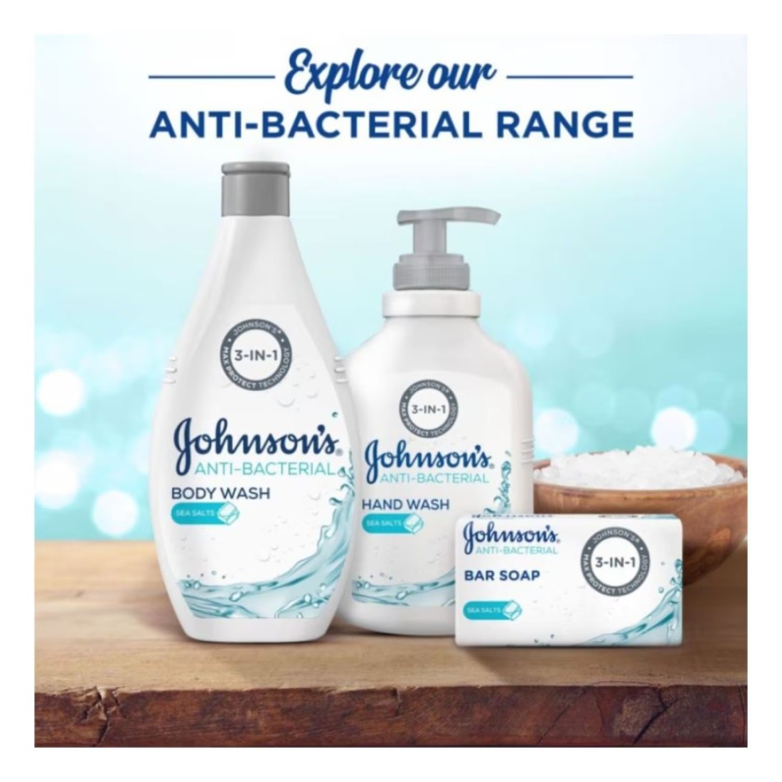 Johnson&#39;s Body Wash Anti-Bacterial Sea Salts 400ml