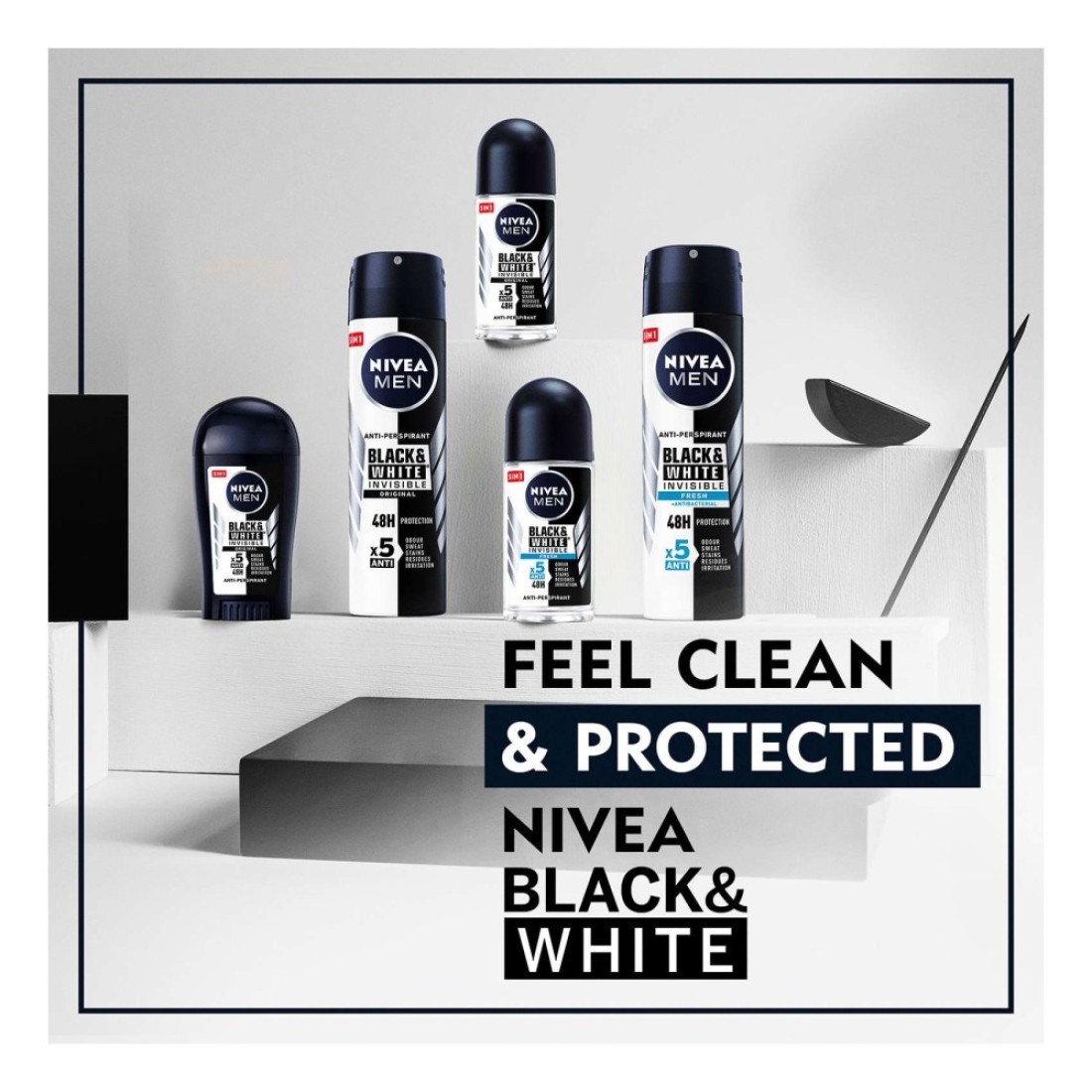 NIVEA MEN Antiperspirant Spray for Men Black and White Invisible Protection Fresh 200ml