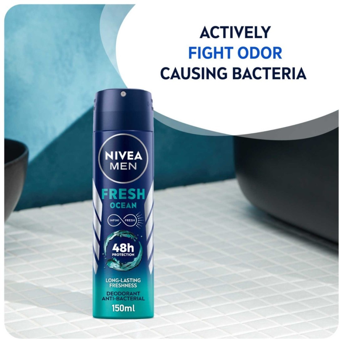 NIVEA MEN Deodorant Spray for Men Fresh Ocean Aqua Scent 150ml