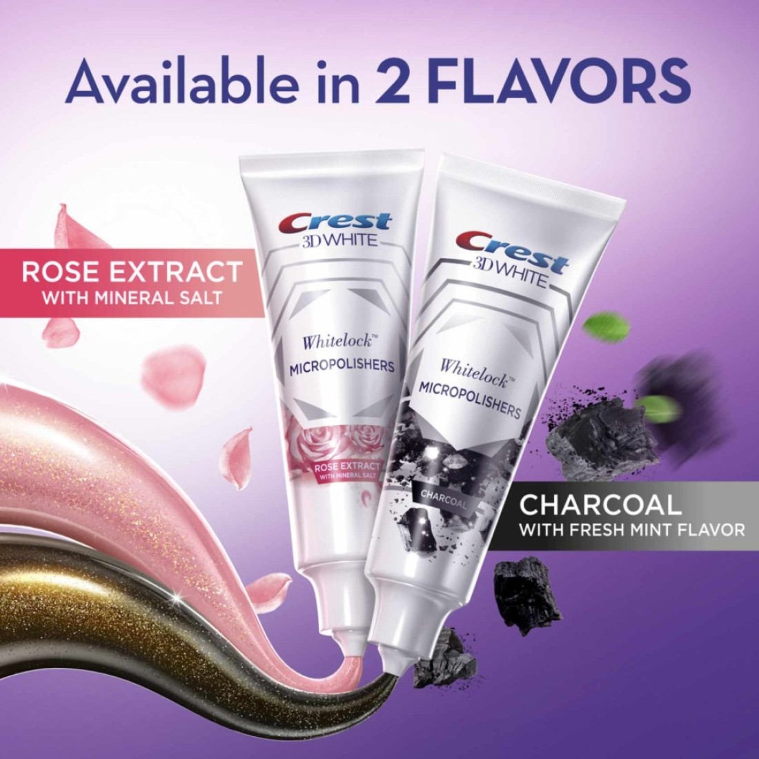 Crest 3D White Whitelock Micropolishers Toothpaste With Charcoal Fresh Mint Flavor 88ml​