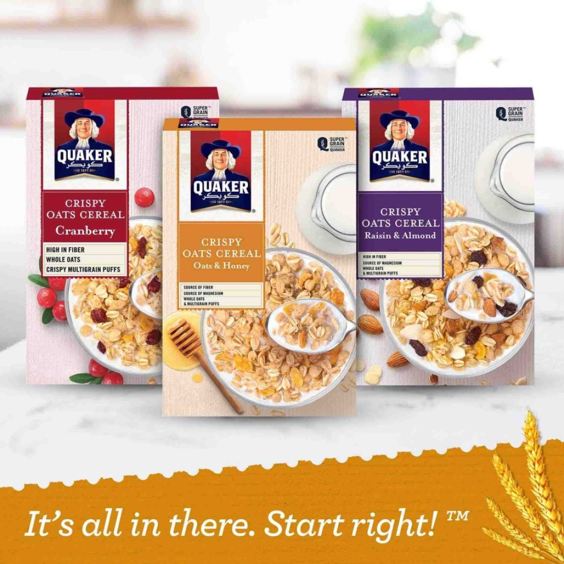 Quaker Crispy Oats Cereal Oats and Honey, 400g