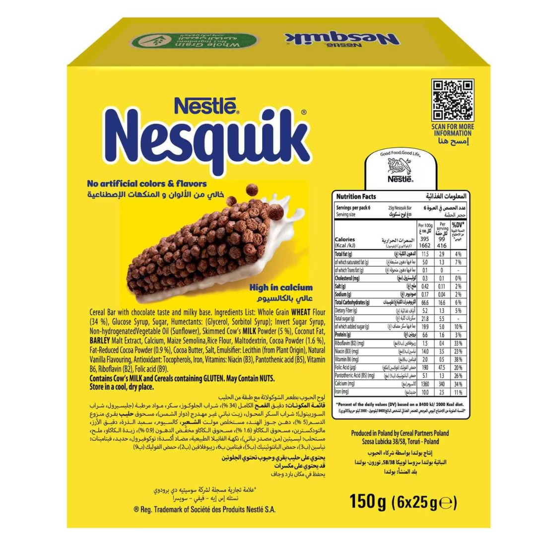 Nestle Nesquik Cereal Bars, 25g Pack of 6