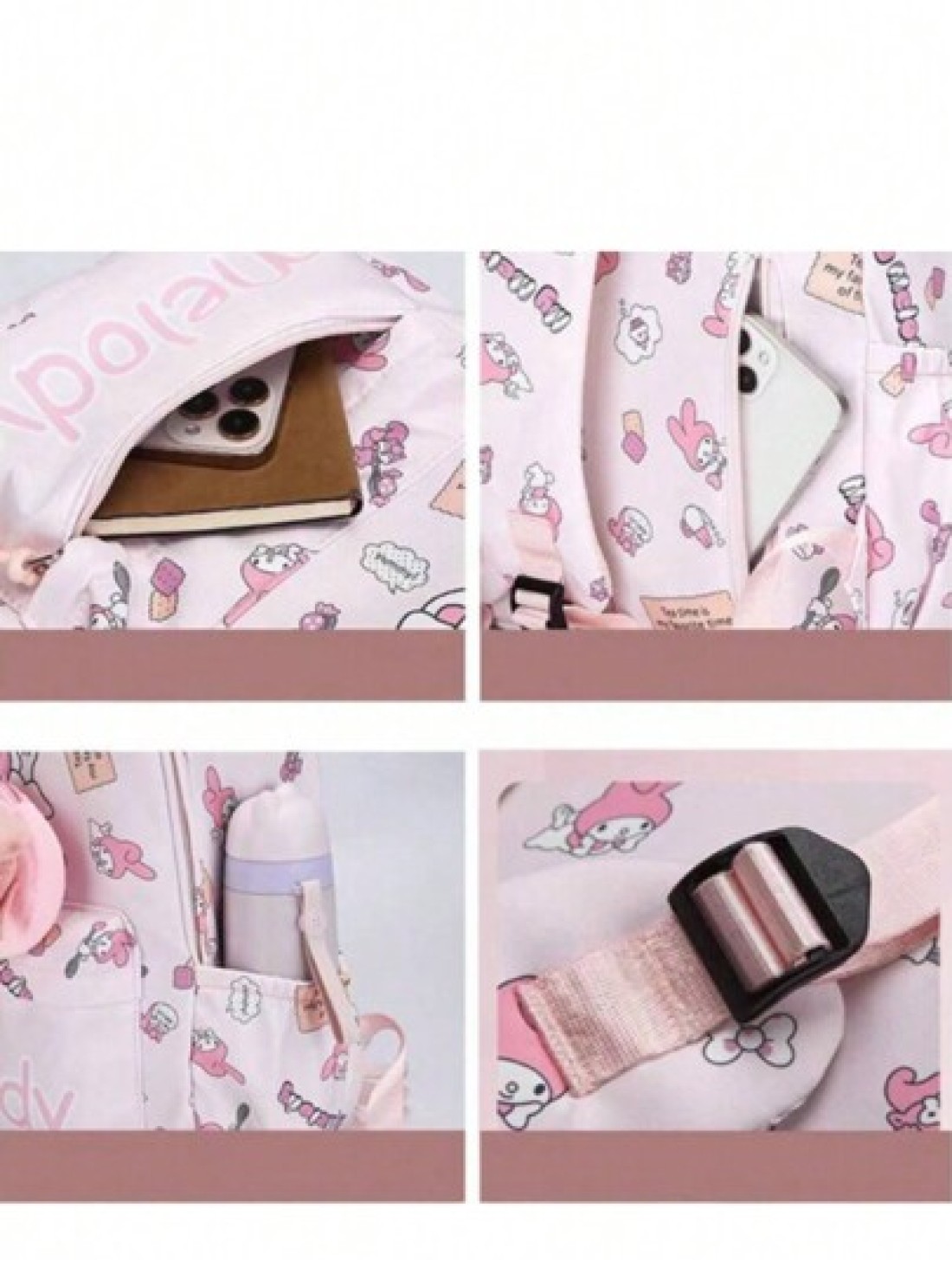 Sanrio Sanrio Backpack Kawaii Stylish School Bag Girl s Colorblock Rucksack Large Capacity Foldable Outdoors Daypack