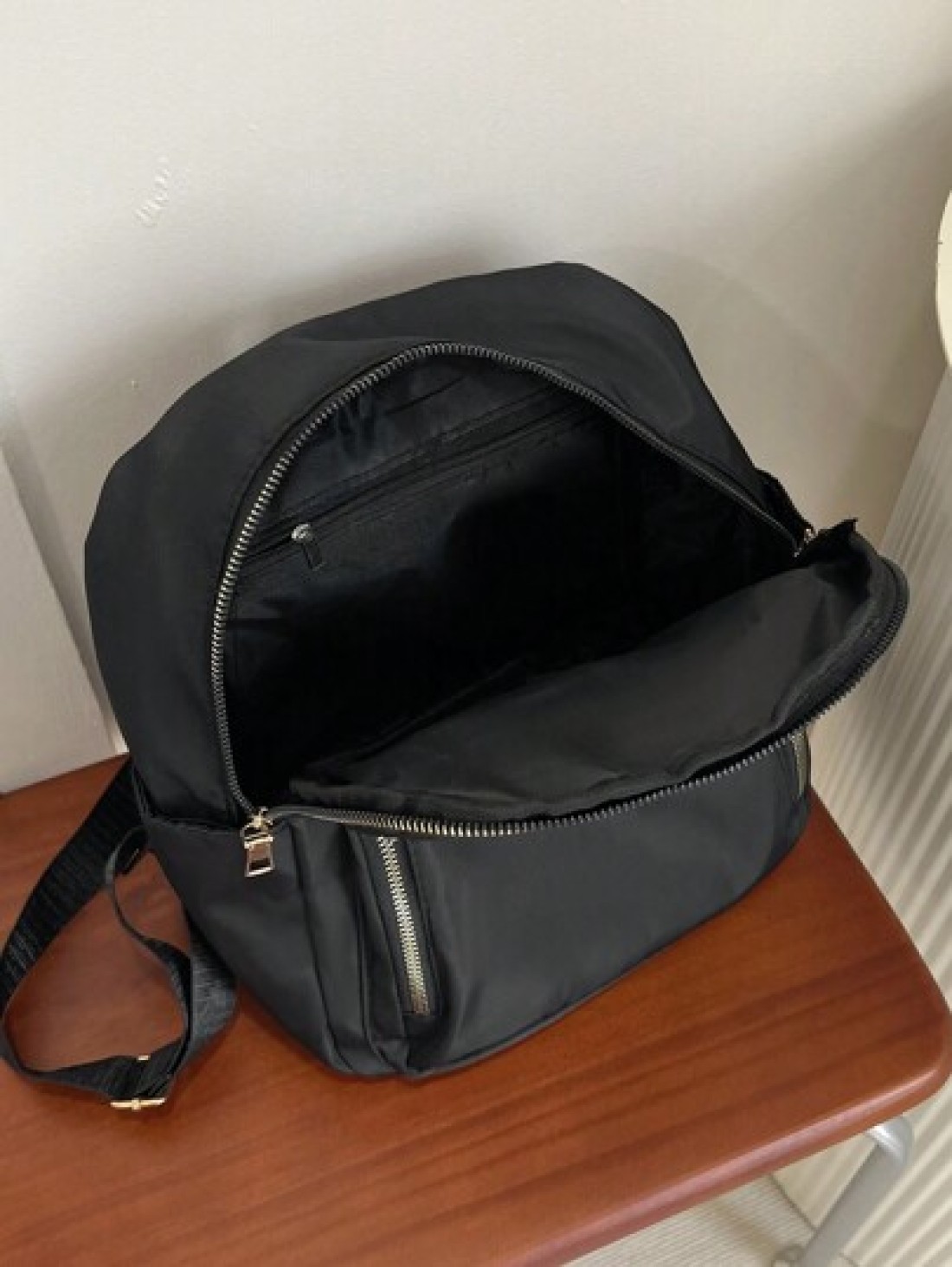 1pc All Black Metal Zipper Nylon Backpack Fashionable And Versatile For Casual Sport School Travel And Date Use For Girl Backpack School Bag S Bag S Backpack Toddler Backpack Mini Backpack Small Backp