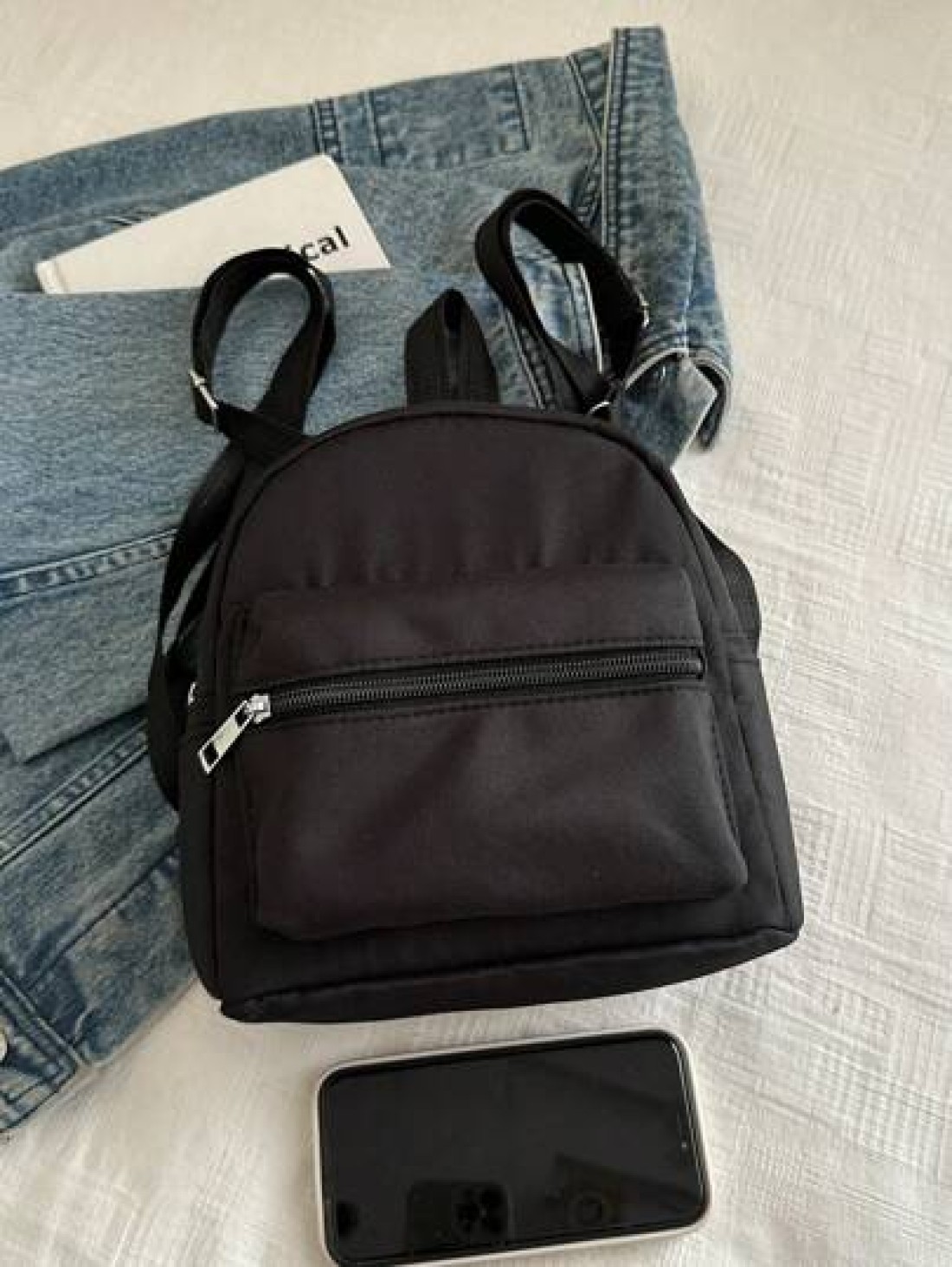 1pc Multi Function Mini Student Backpack Cute Striped Texture Commuter Bag With Multiple Pockets And Comfortable Shoulder Straps