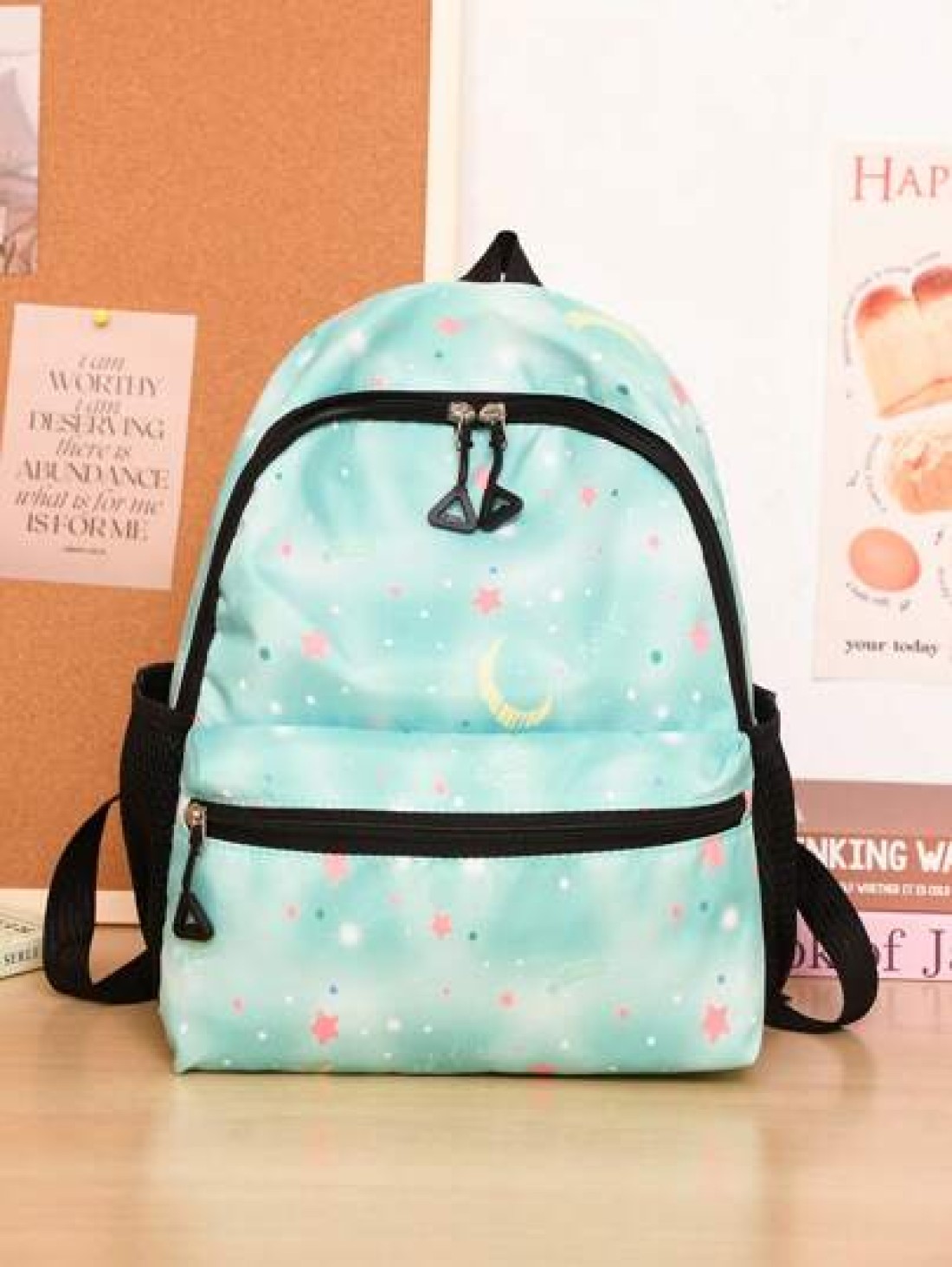1pc Backpack Nylon Zipper Closure New Cute Schoolbag Dreamy Colored All Match Backpack Cartoon Backpack Suitable For Daily Outings Outings Perfect Gift For Boys And Girls