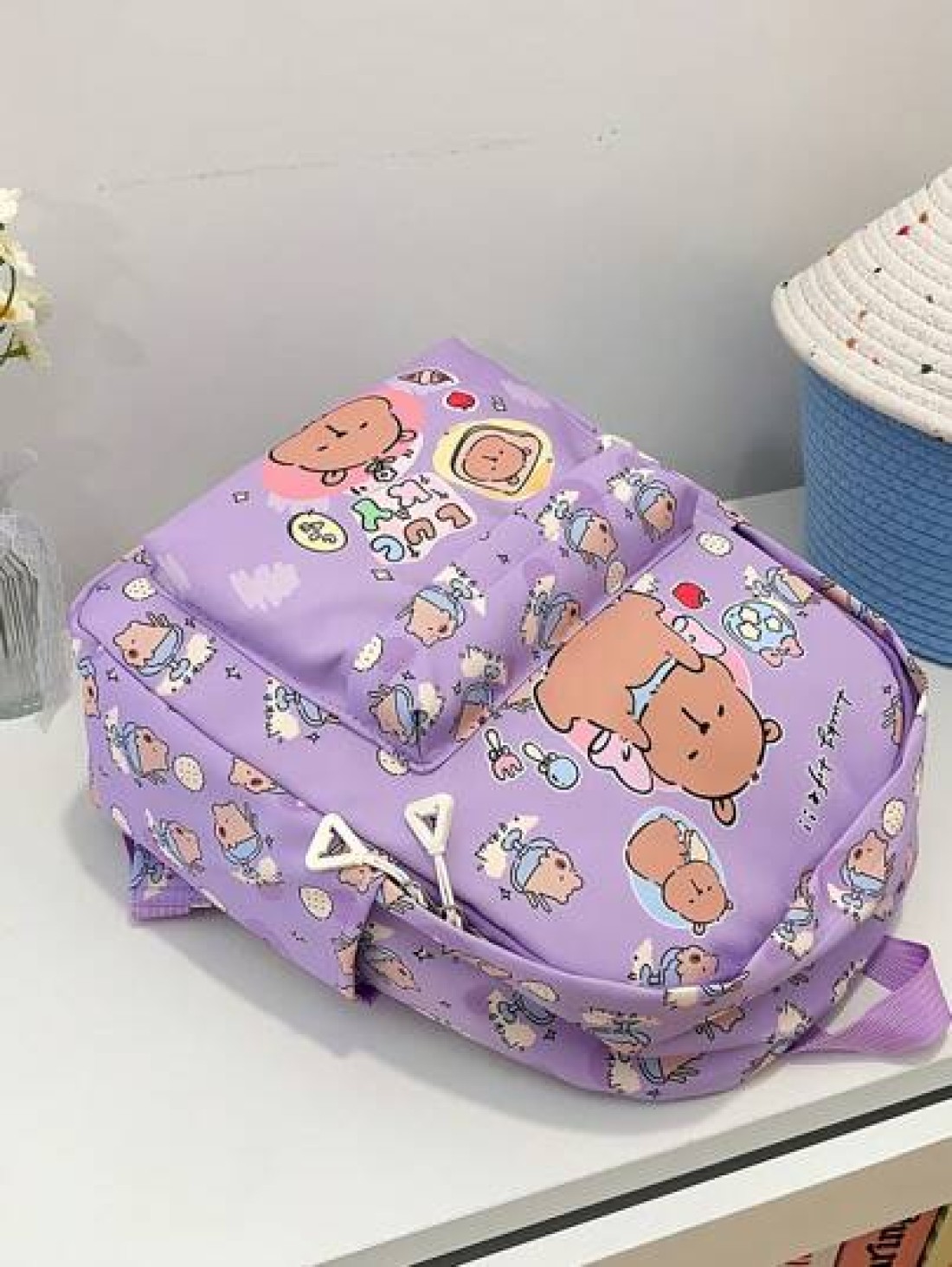 1pc Cute Capybara Backpack Cartoon Animal Print Casual Style Back To School Backpack With Zipper Closure And Adjustable Shoulder Straps Suitable For Campus And Travel