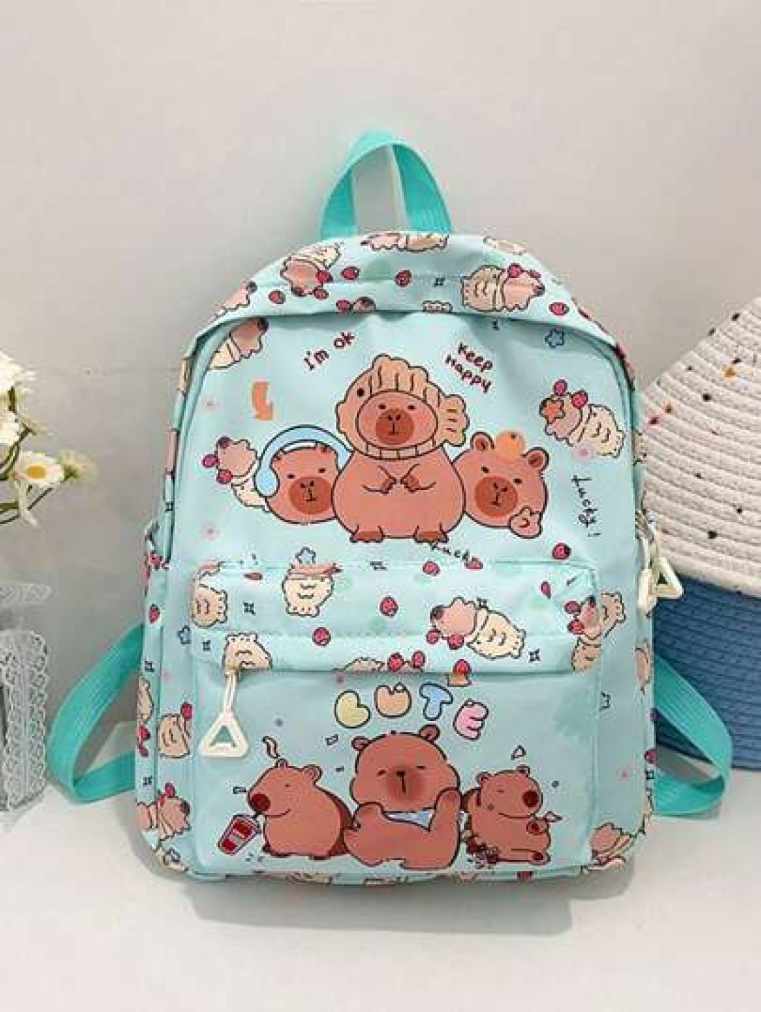 1pc Nylon Zipper Closure Fashionable And Cute Capibara Backpack Niche Design Adjustable Shoulder Straps Comfortable And Versatile Suitable For Daily Travel Backpacks And Highly Attractive Bags Suitabl