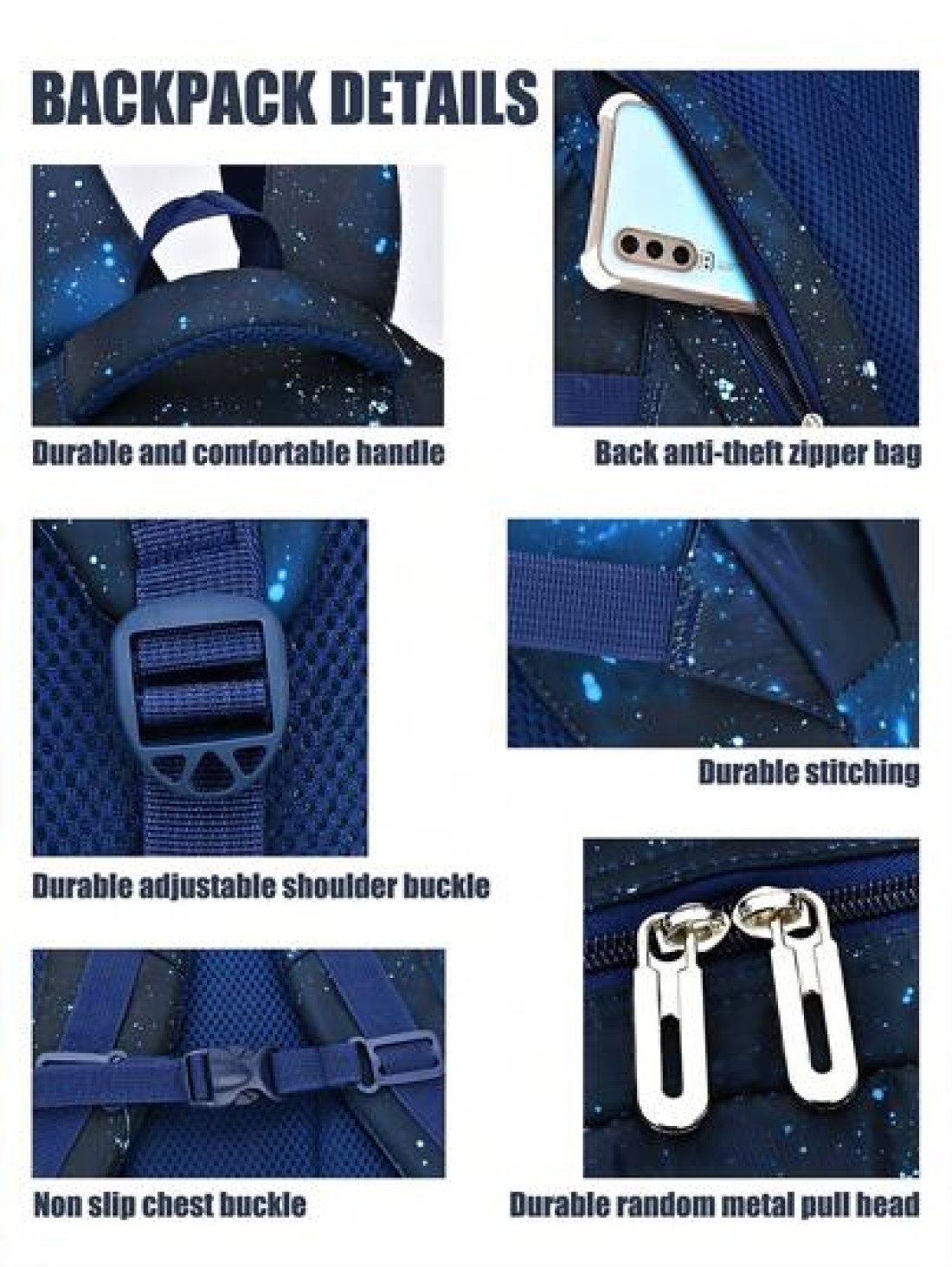 1pc School Backpack Boys Backpack Student Children Backpack Outdoor Travel Bag Starry Sky Printed Backpack Large Capacity Multi Pocket Backpack Laptop Backpack Nylon Material Suitable For Teenagers Yo