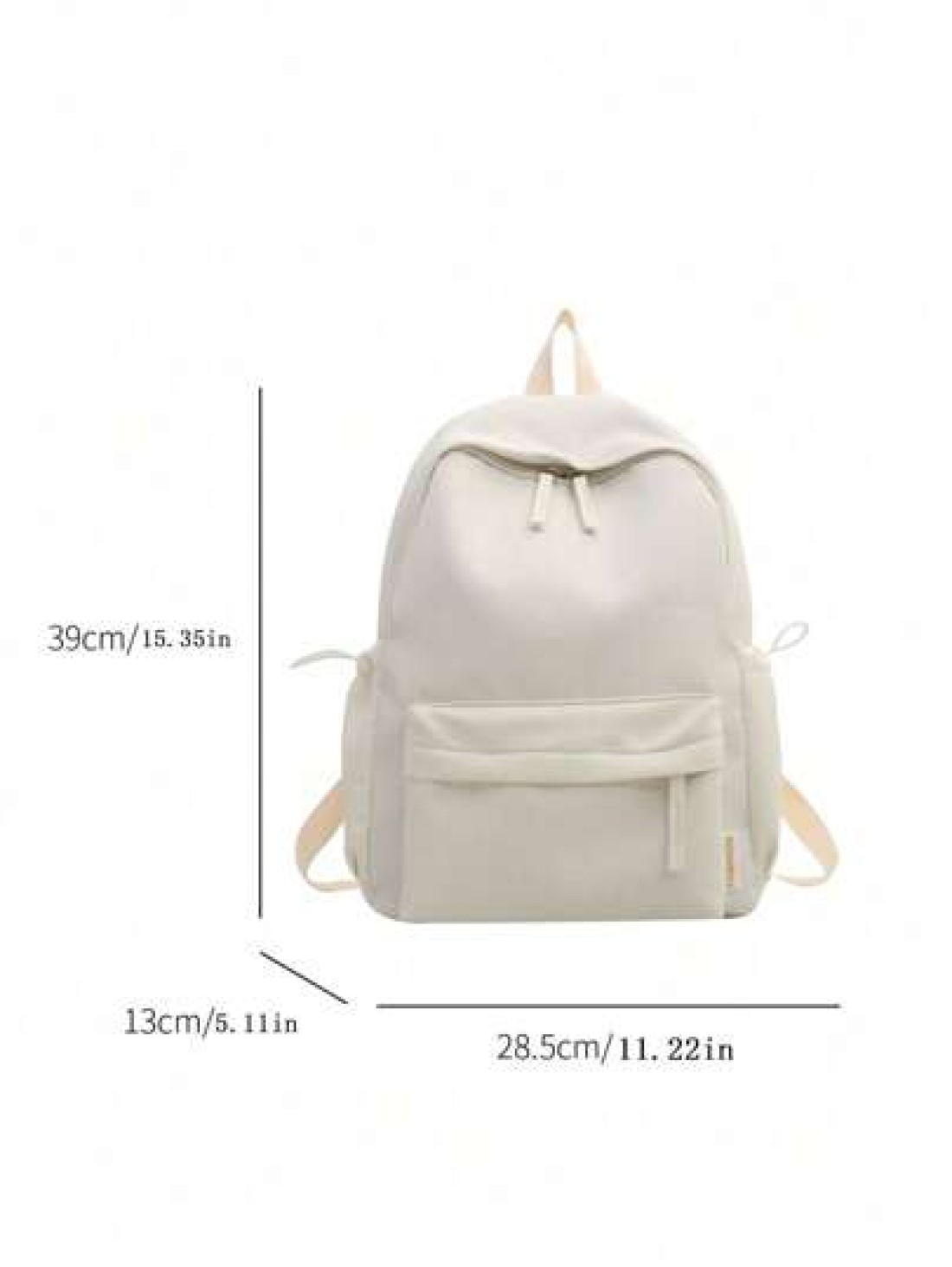 1pc Teens Simple Zipper Closure Backpack Fashion Versatile Solid Color School Bag Suitable For Daily Use
