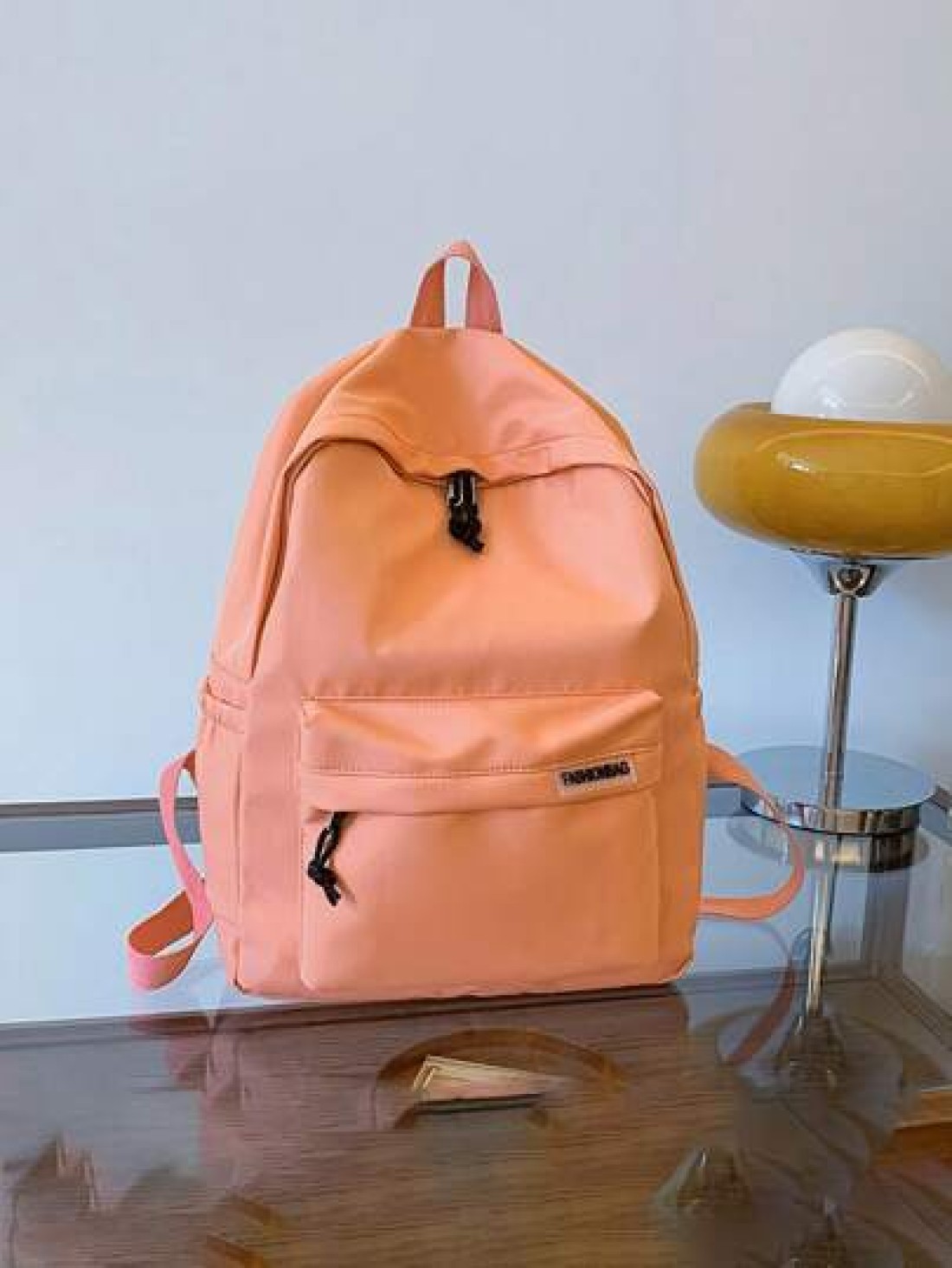 1 PC Back To School Classic Basic Large Capacity School Bag With Laptop Compartment Fashion Versatile All Purpose Backpack Purse Simplicity Solid Color Sports Bag Premium Nylon School Backpack With Ad