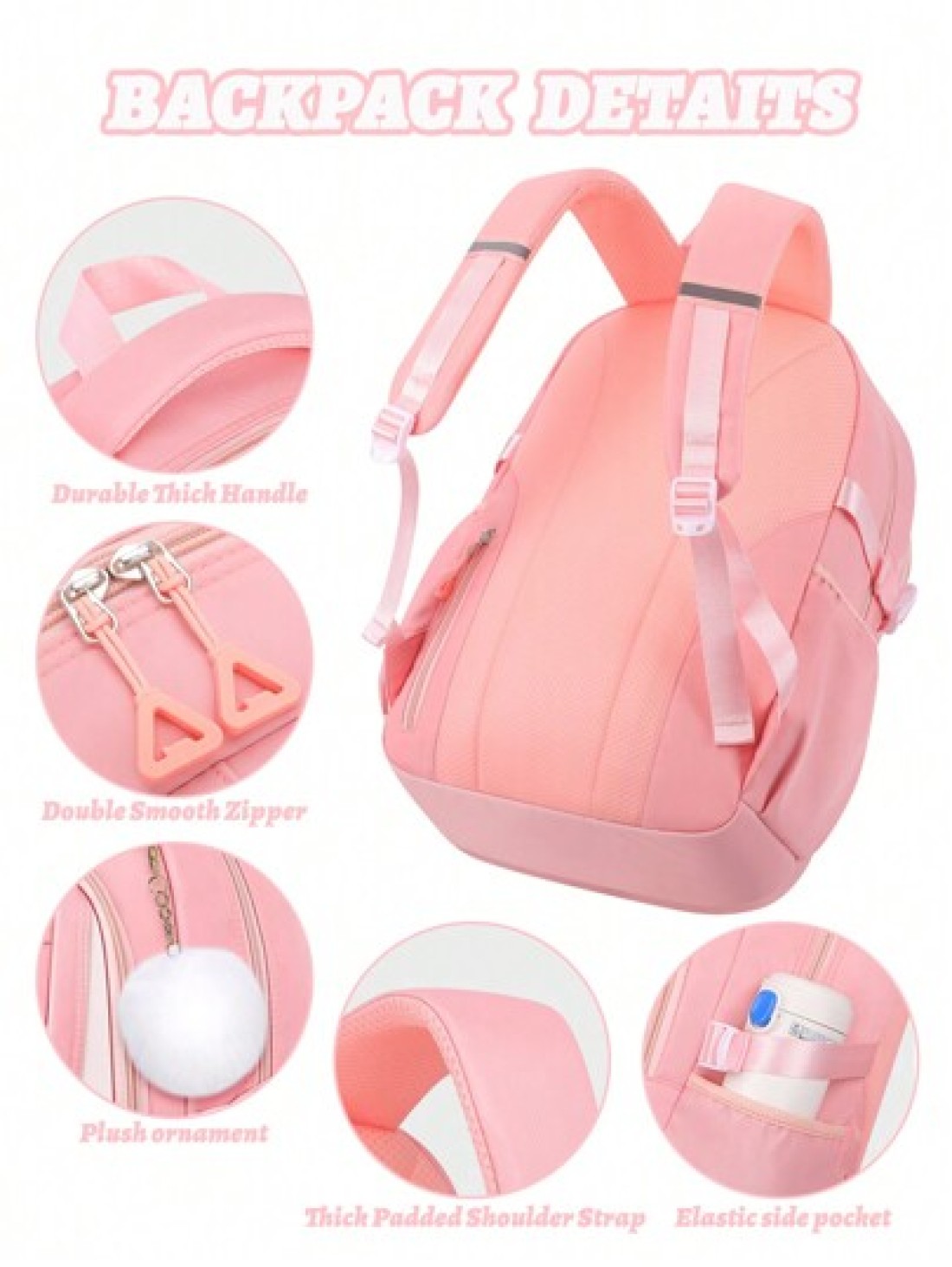 1pc Large Capacity Purple Pink Girl s Backpack Ideal For School Outdoor Trips Lightweight Comfortable Multi Purpose With Pendant Perfect Birthday Gift For Girls Must Have For Back To School