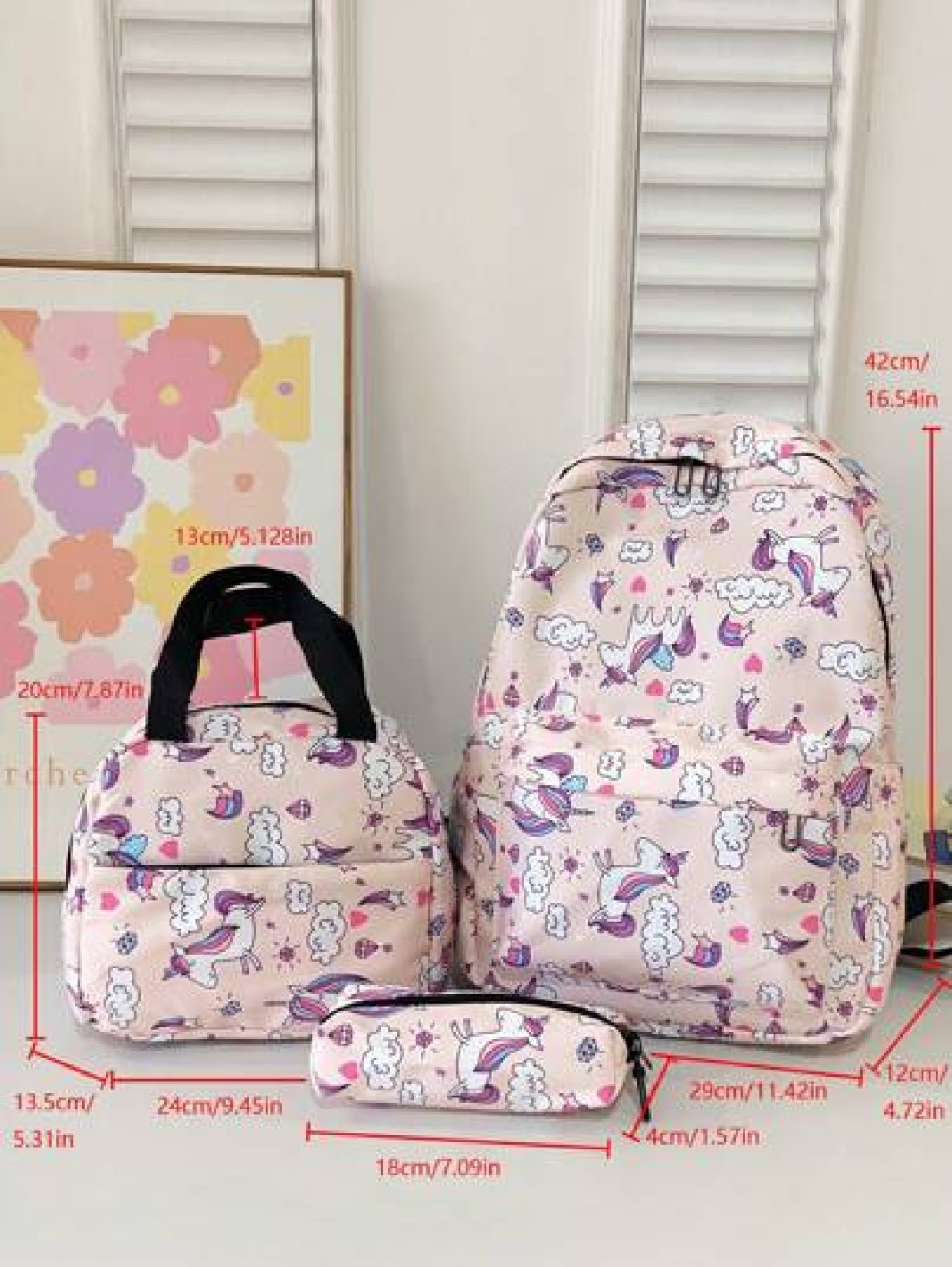 3 Pieces Set Of Fashionable Printed Leisure Travel Backpack Large Capacity Backpack Children Backpack Backpack Preparatory Style School Fashion Backpack Bag Large Capacity With Insulated Lunch Bag Wit