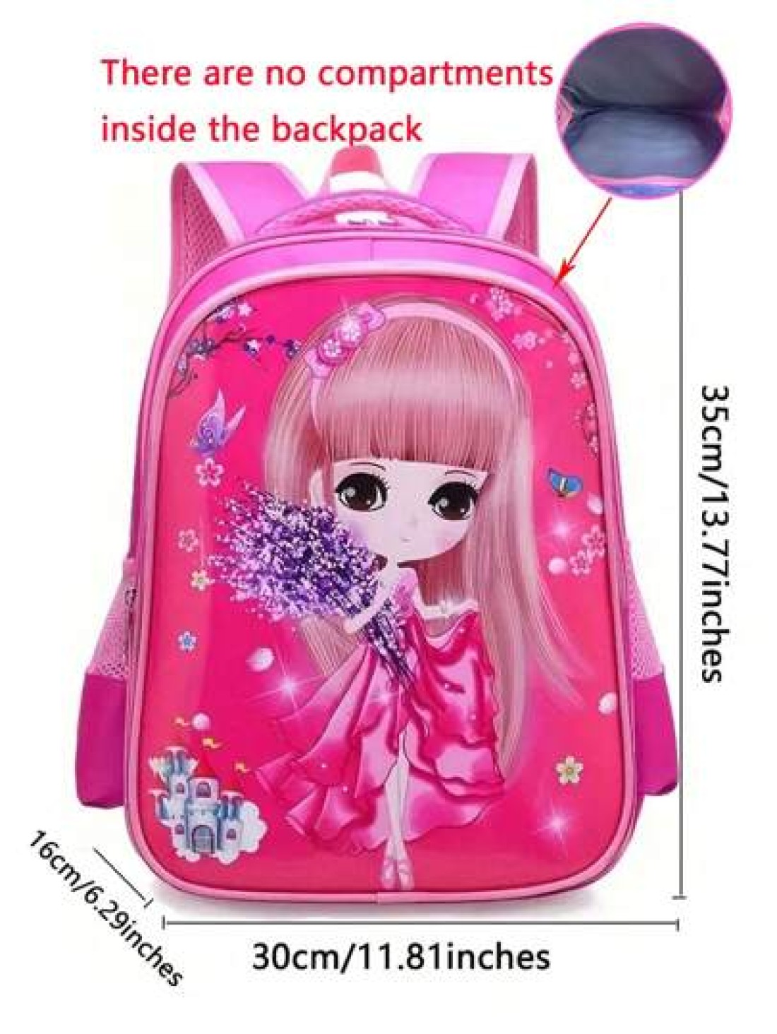 1pc Cute Easter Bunny Backpack Adorable Princess School Bag Cartoon Bookbag Large Capacity Student Backpack