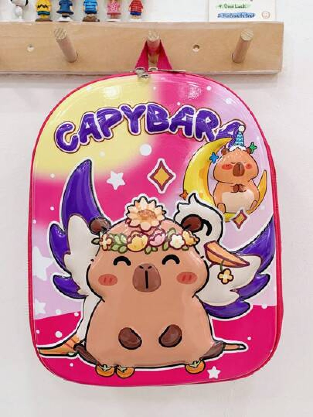 1 Pc New Boys And Girls Cartoon Capybara Print Pvc Nylon Backpack Adjustable Straps Zipper Closure Cute Casual Bag For School Outdoor Activities Travel And Friends Gift