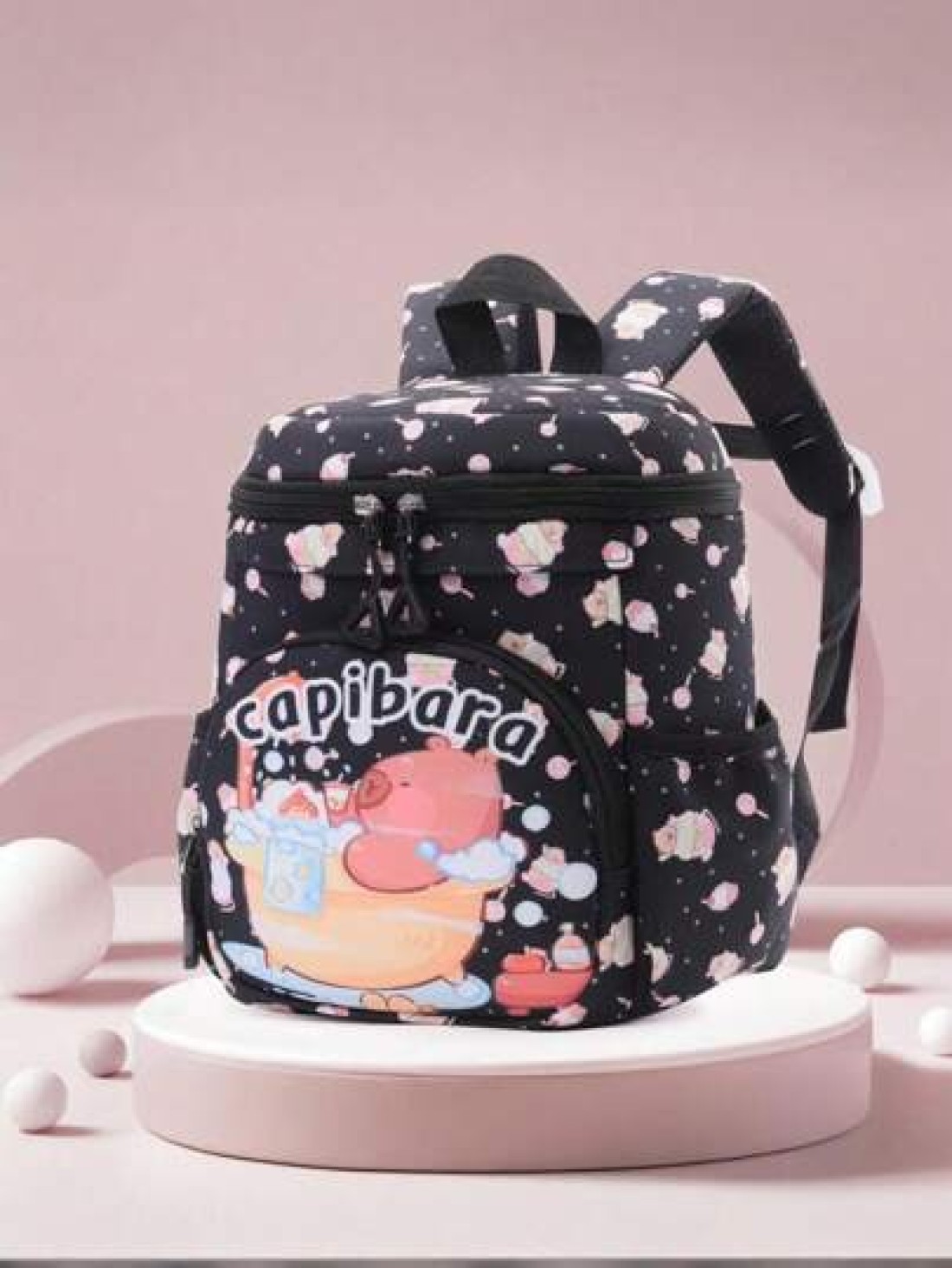 1pc Zipper Opening And Closing Stylish Cartoon Style Capybara Small Backpack Suitable For Height Of About 94 110cm Suitable For Any Occasion Lightweight Travel Backpack Comfortable And Adjustable Shou