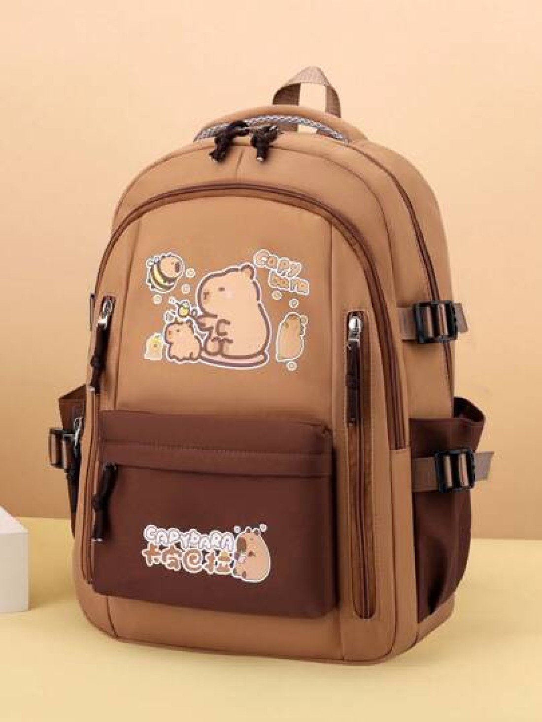 1 Pc Cute Capybara Pattern Color Contrast School Bags For Teens Large Capacity Lively Student Bag With Multi Pockets Fashionable School Bag Practical Handbag Personality Lightweight School Backpack