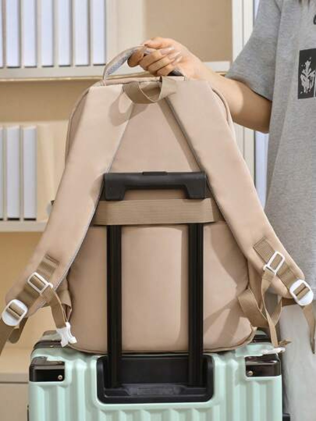 Cartoon Print Backpack For Female High School College Students Travel Bag Weight Reducing