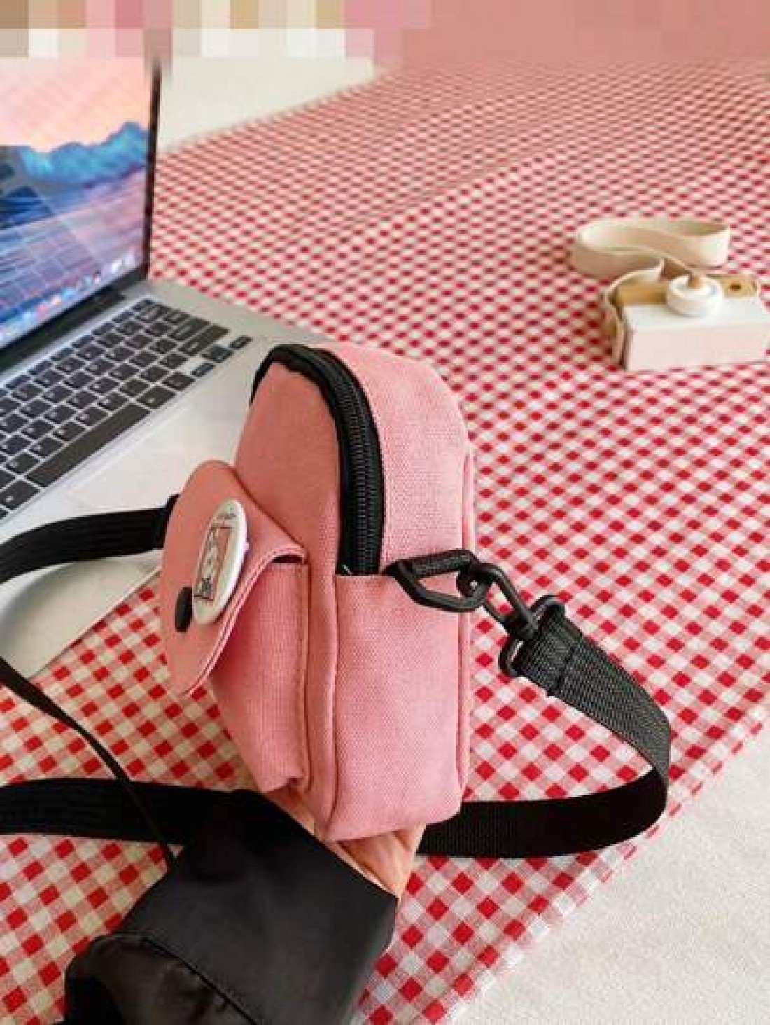 1 Pc Mini Children Crossbody Bag Canvas Bag Square Bag Coin Purse Shoulder Bag Versatile Lightweight Portable Zip Closure Adjustable Strap For Daily Purse For Travel Vacation Shopping Kids Outdoor Sup