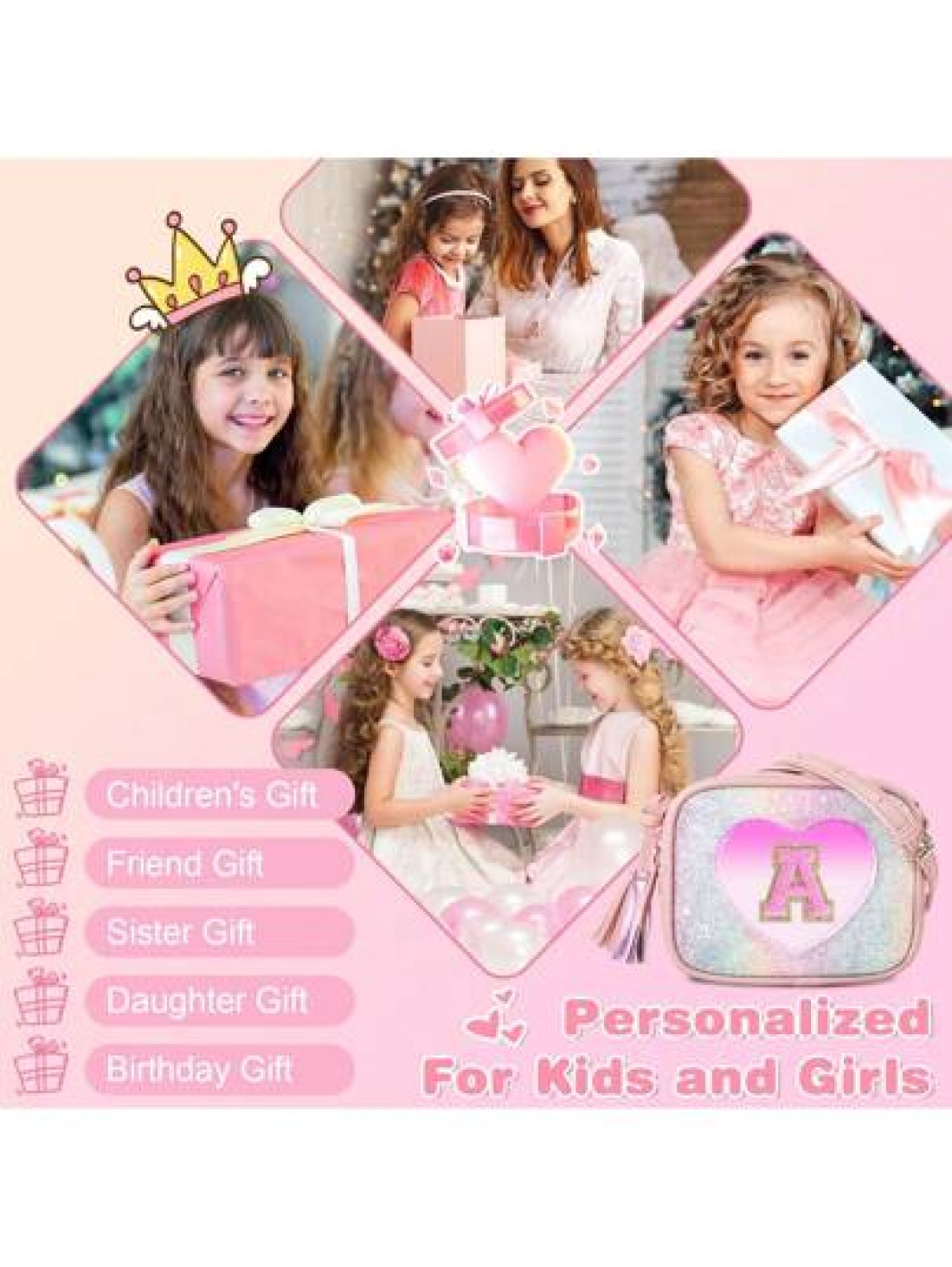 Birthday Gifts For 2 3 4 5 6 7 8 9 10 Year Old Girl Cute Little Girl Purse Toddler Purse For S Wallet Small Initial Shoulder Crossbody Bag Personalized Christmas Gift For Daughter Baby
