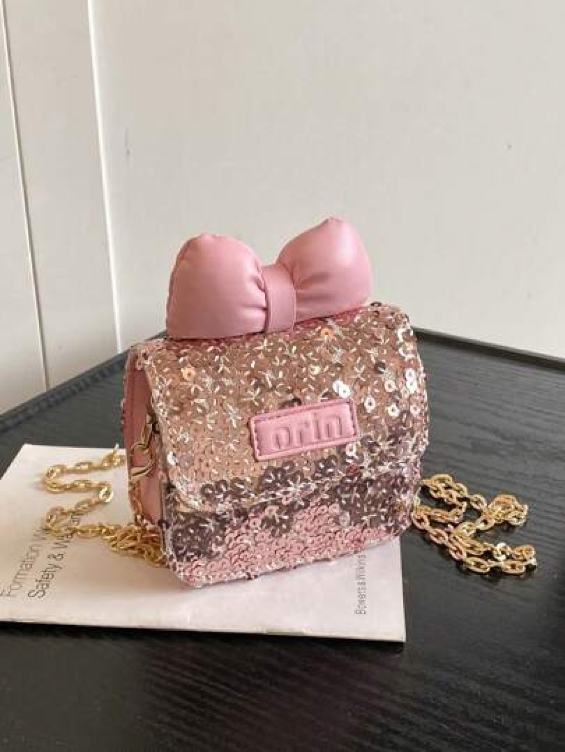Cute Bowknot Glittering Chain Crossbody Bag Mini Shoulder Bag Casual Outing New Summer