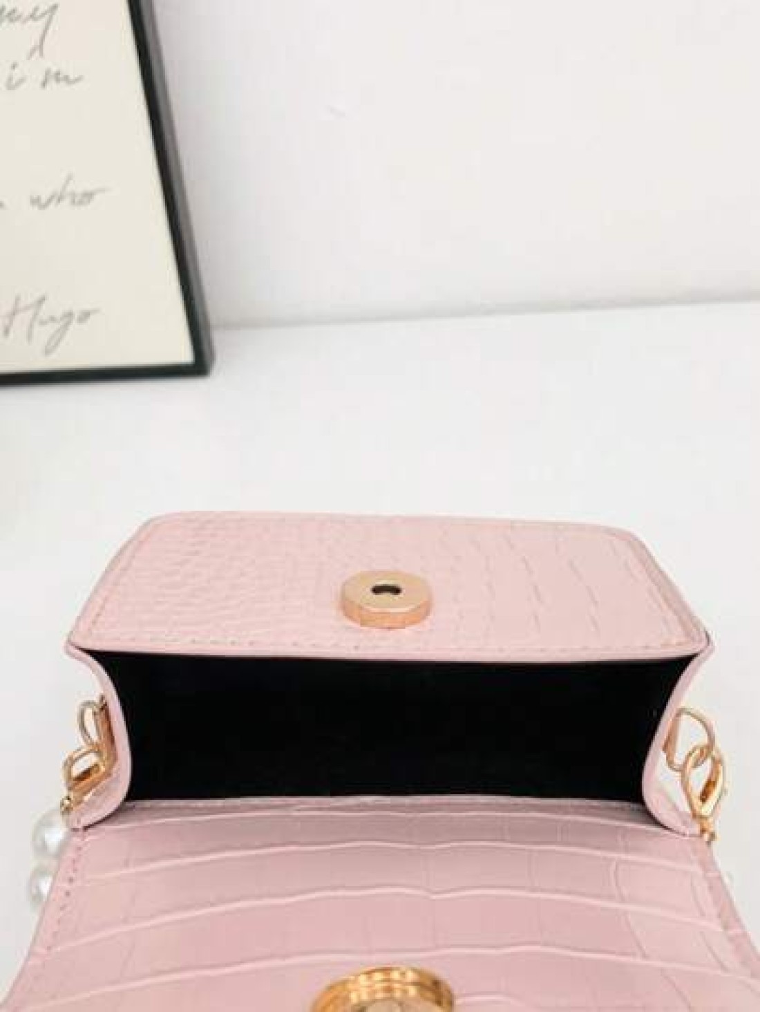 1pc Fashionable Pearl Chain Strap Mini Sling Bag With Bow Design Spring Summer
