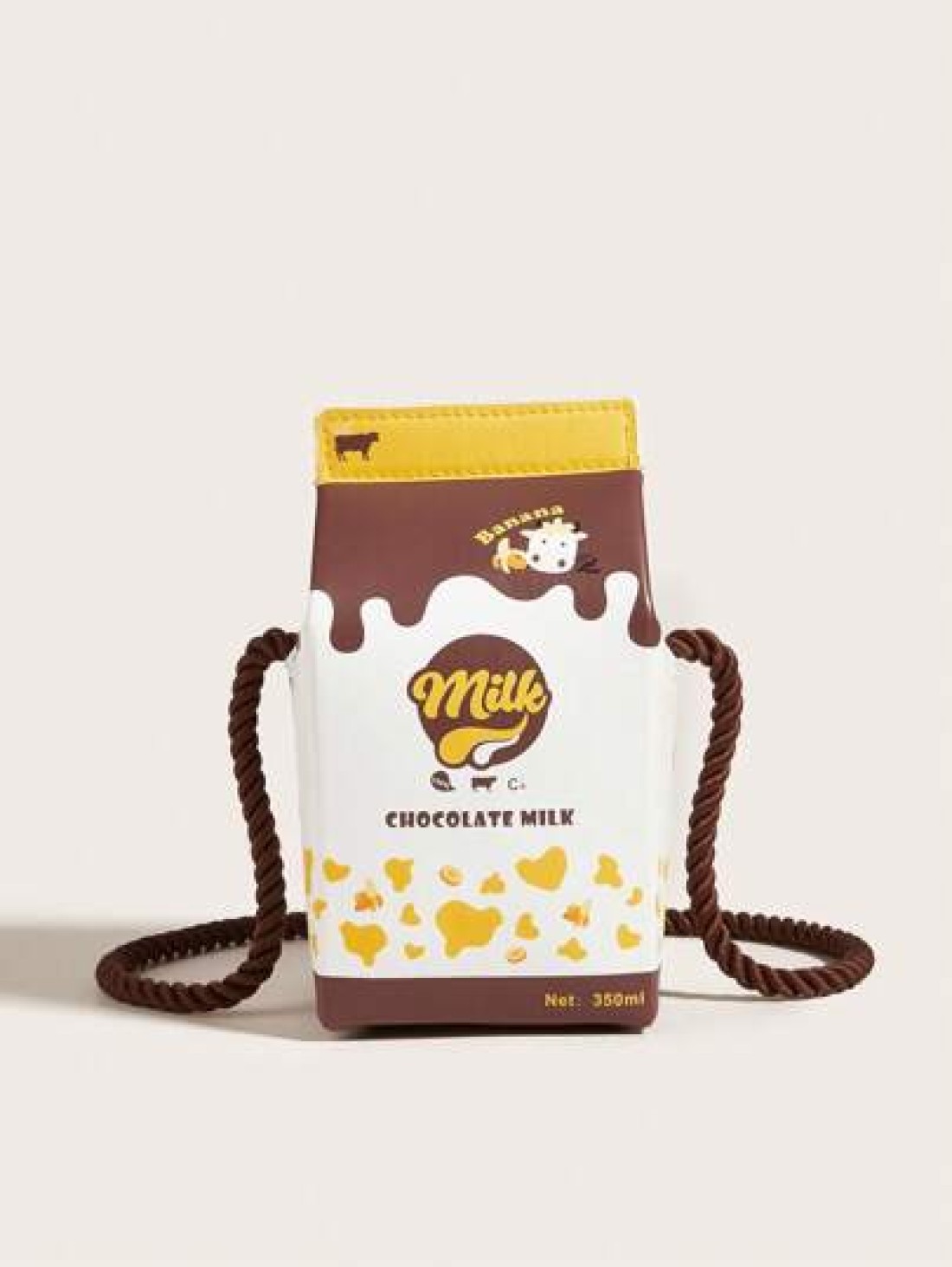 1pc Kids Pink Strawberry Cow Print PU Milk Carton Cute Cartoon 3D Fashion One Shoulder Crossbody Bag Suitable For Daily Use