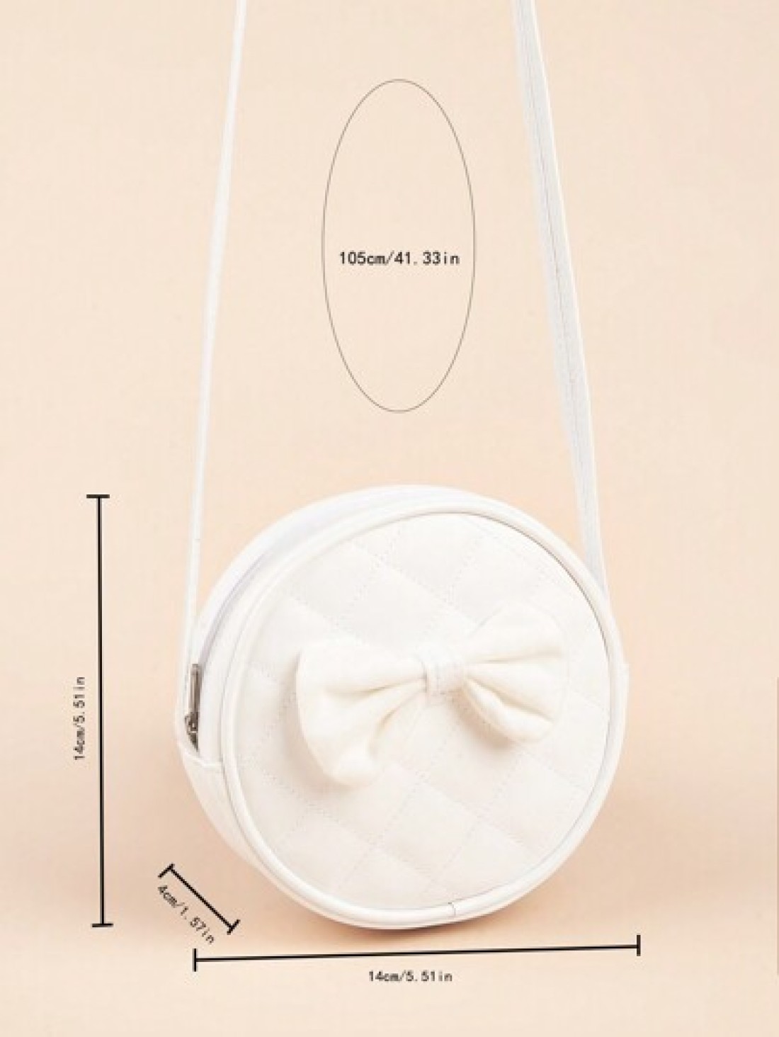 1pc Girls PU Quilt Plaid Bow Soft Sweet Round Mini Crossbody Bag Suitable For Daily Use