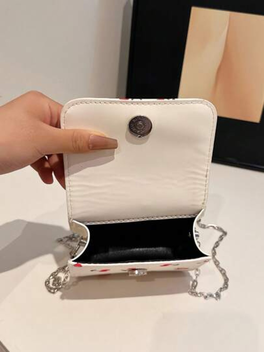 Fresh Cherry Print Mini Small Bag Foreign New Summer Cute Sweet Mini Lipstick Bag Chain Crossbody Headphone Bag Shoulder Bag Korean Fashion Crossbody Bag