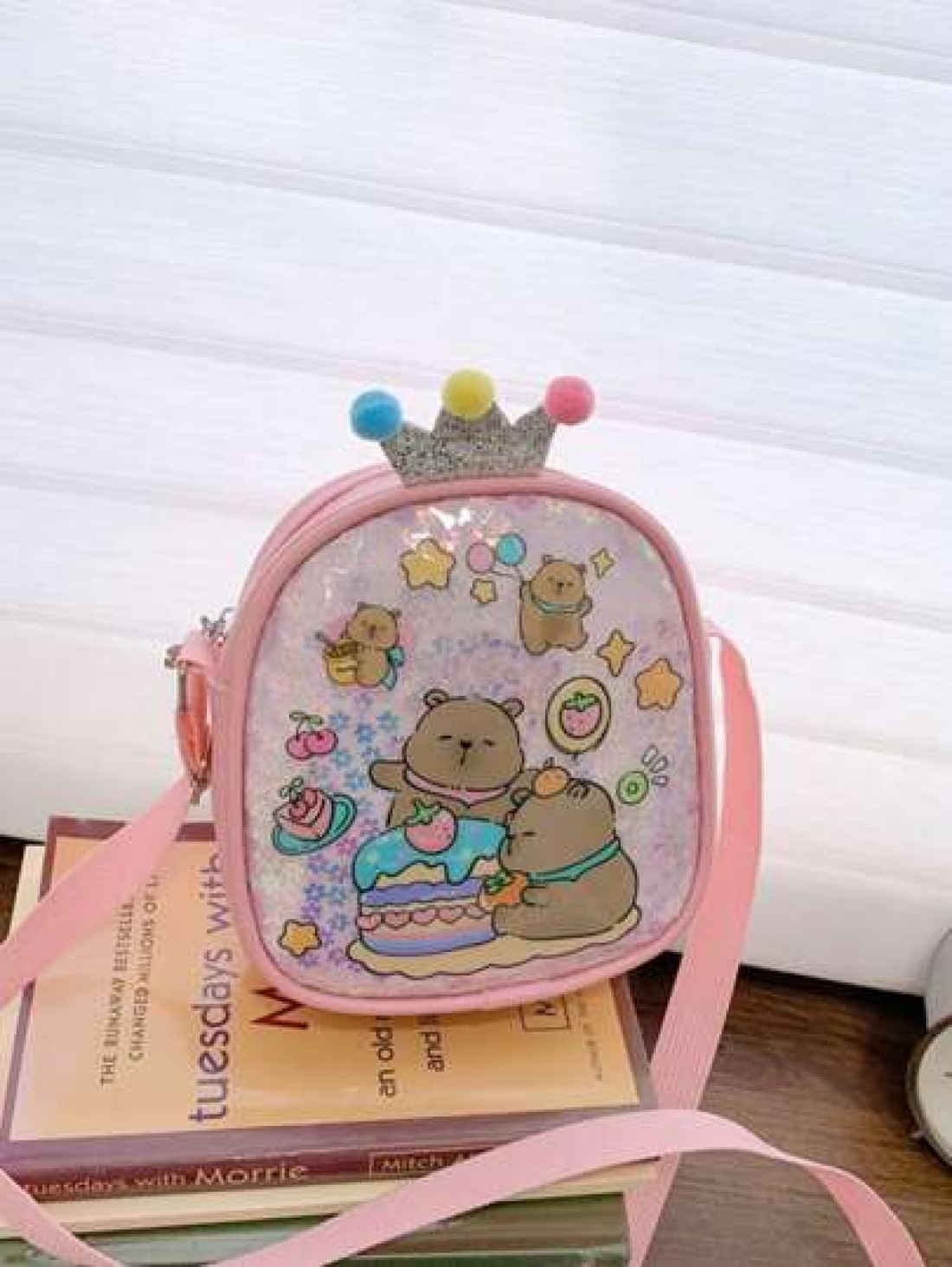 1pc Pu Zipper Closure Fashion Sweet Cute Princess Style Cartoon Capybara Shiny Square Bag Versatile Casual Highly Attractive Bag Multiple Colors To Choose From Suitable For Going Out Outdoor Daily Use