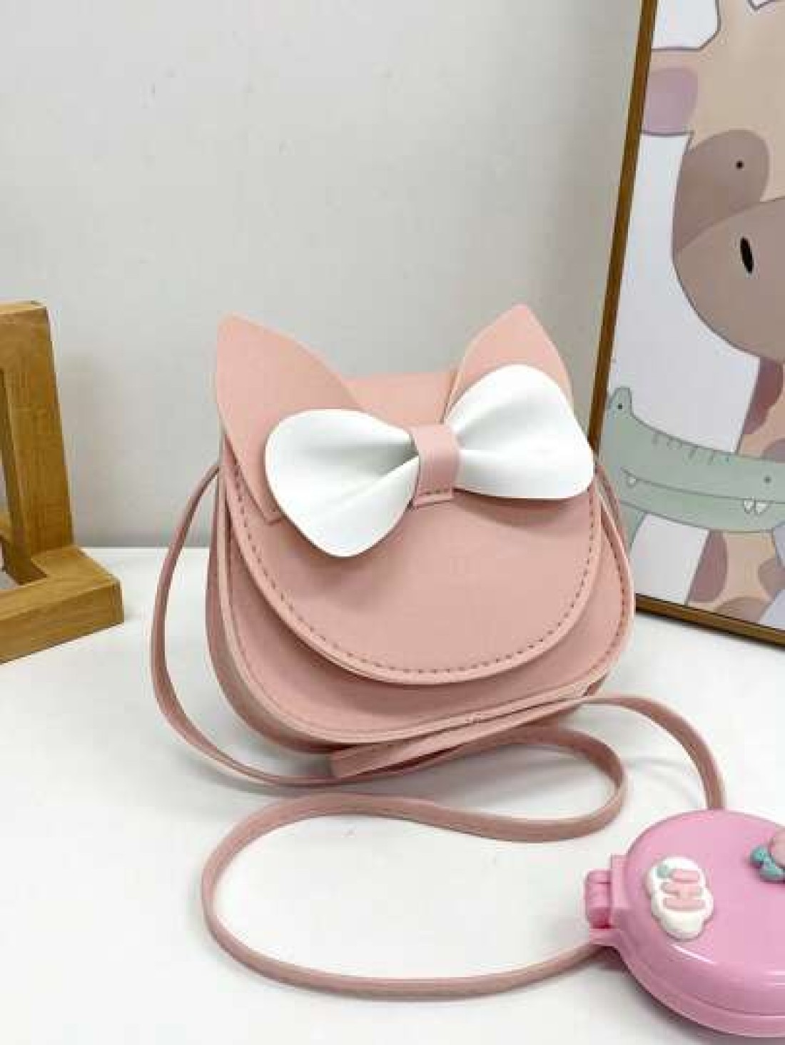 1 Pc Mini Fashion Kitten Young Children Crossbody Bag Square Bag Purse Shoulder Bag Flip Bag Versatile Lightweight Portable Small Buckle Mini For Daily A Coin Purse For Travel Shopping Vacation Kids O