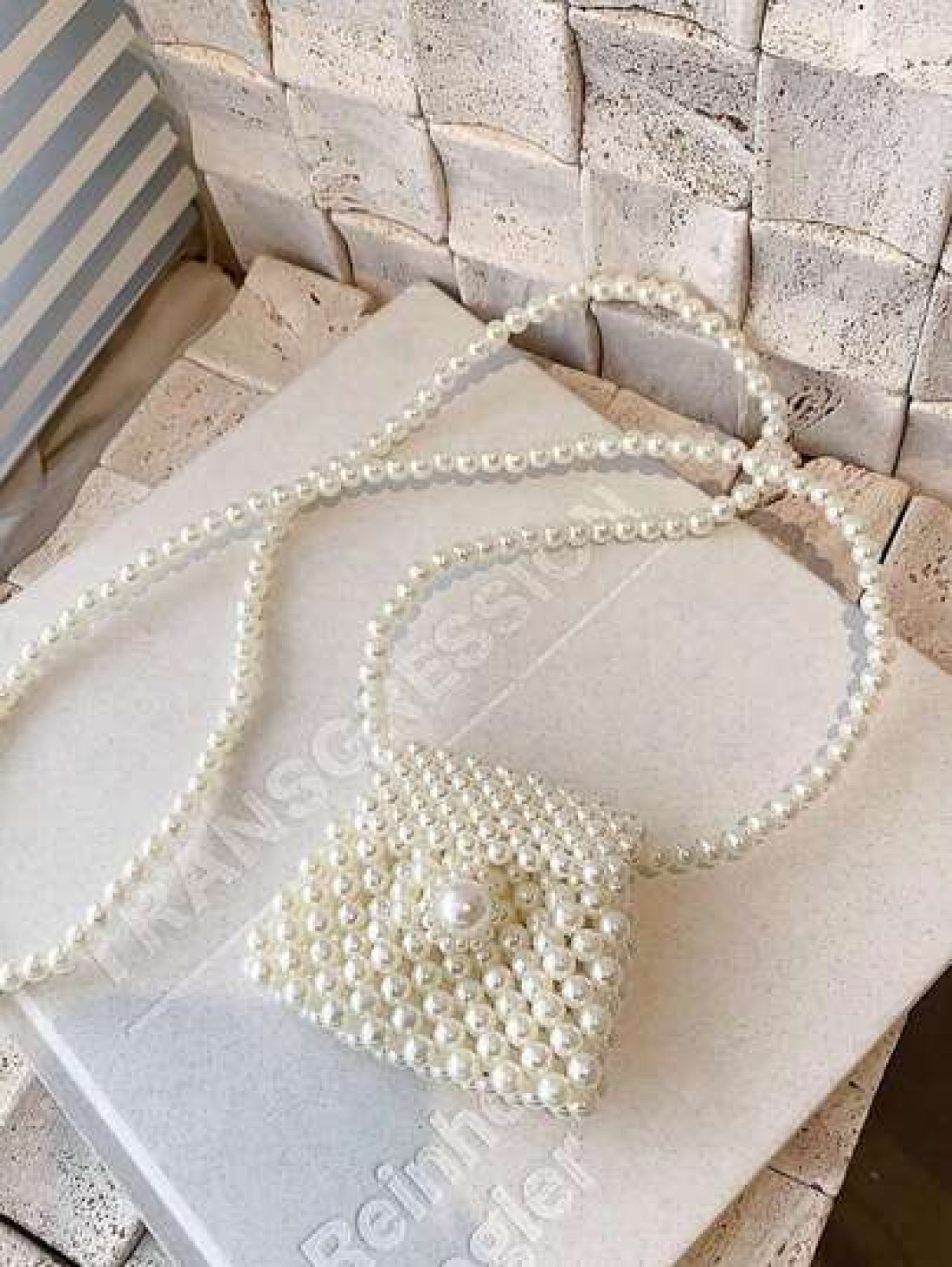 Girls Faux Pearl Beaded Crossbody Bag