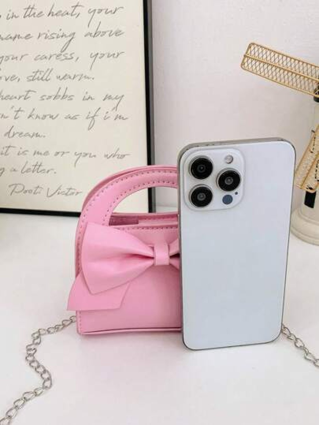 1pc Fashionable Popular Chain Bag Handbag Bow Shoulder Bag Cute Crossbody Bag With Cute Sweet Bow Decoration Handbag Pu Material Magnetic Buckle Closure Suitable For Girls Shopping Party Daily Use Put