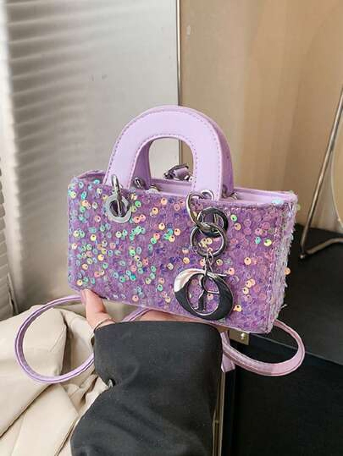 New Sequin European And American Style Pendant Chain Handbag Crossbody Bag Phone Pouch Mini Square Bag