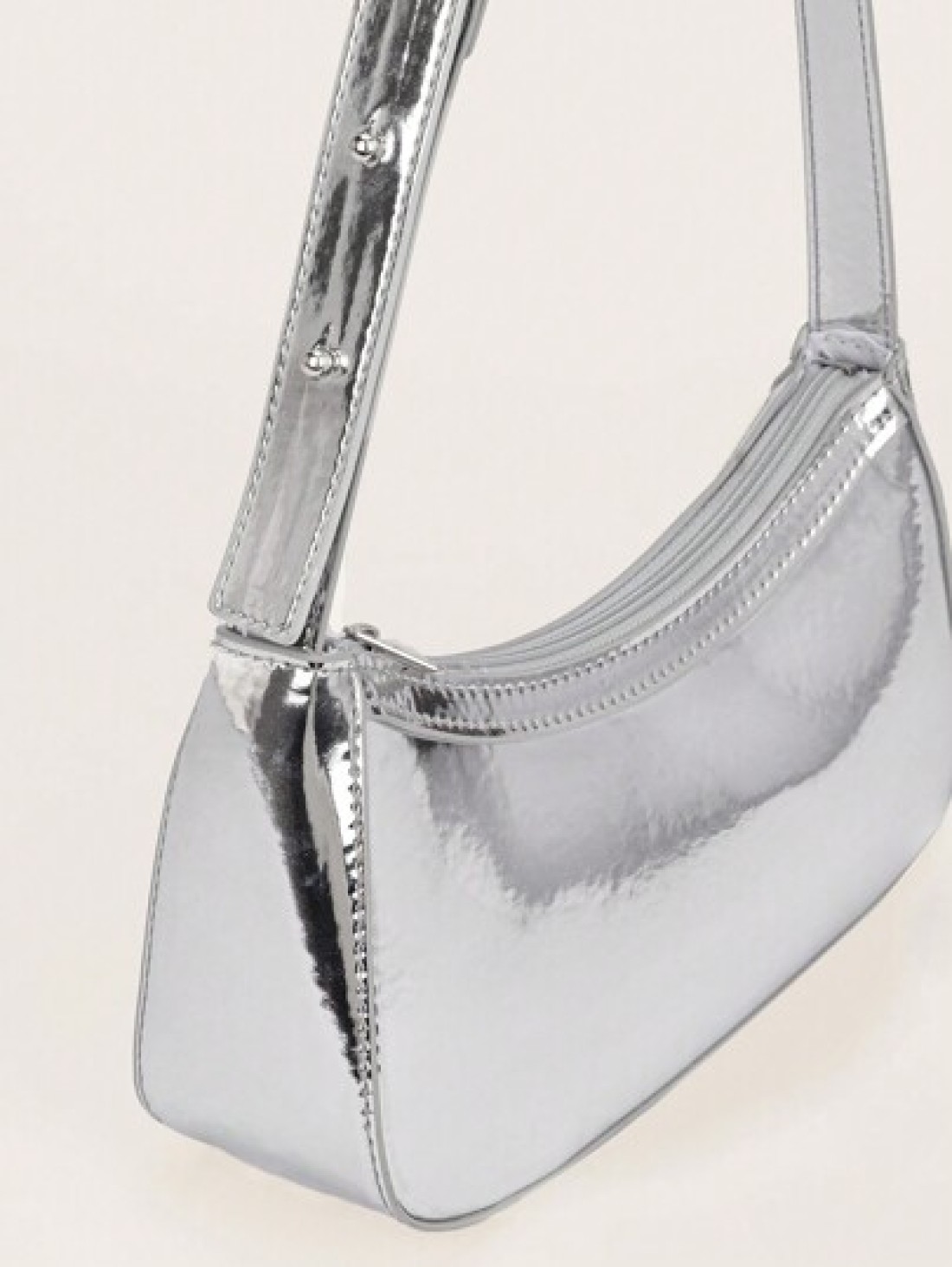 1pc Mirror Silver Handbag Patent Leather Reflective Clutch Shoulder Bag