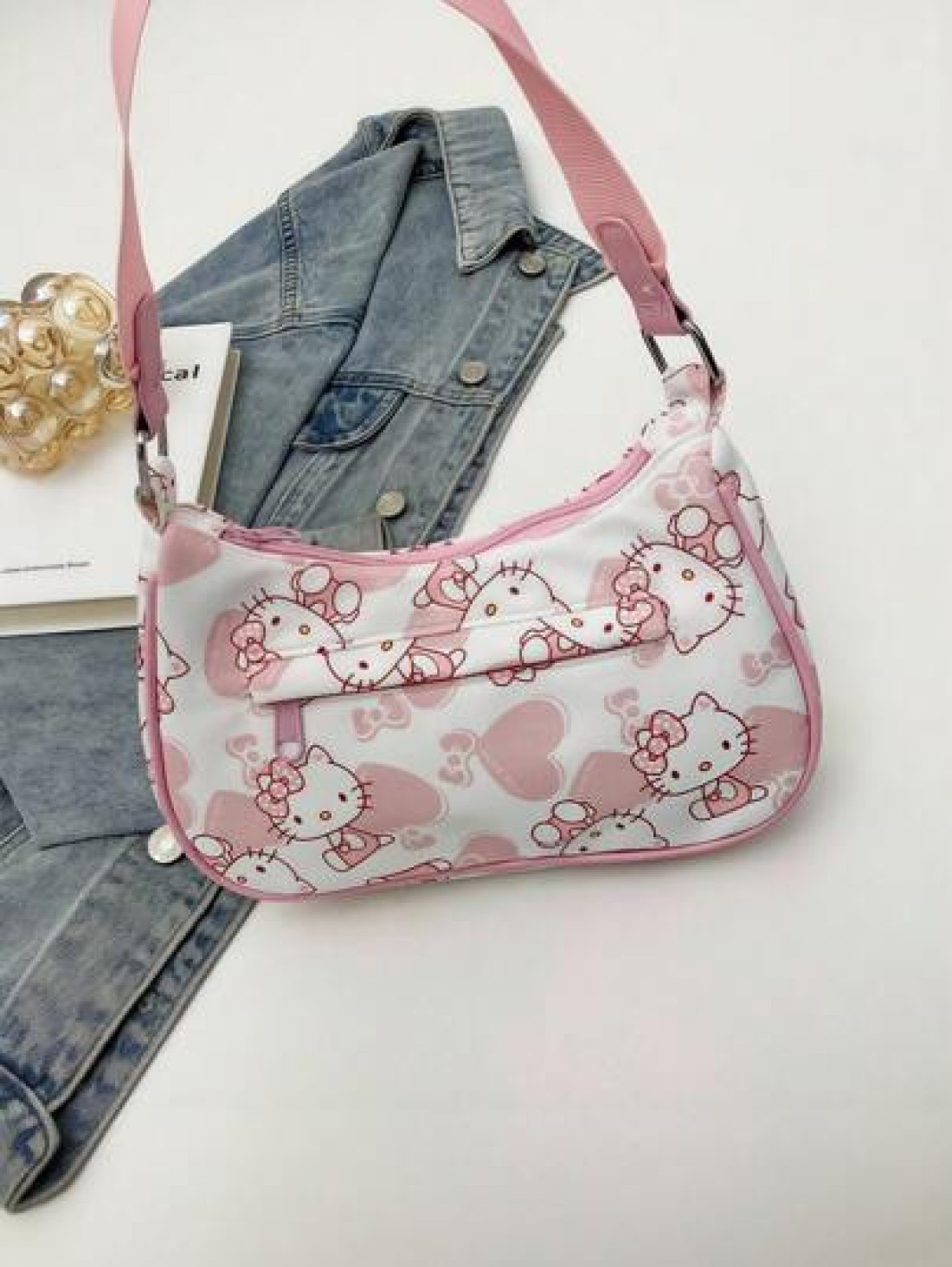 Sanrio 1pc Sanrio Cute KT Cat Girl s Armpit Bag Handbag Single Shoulder Bag Girl s Bag Niche Cartoon Hand Suitable For Summer Travel Christmas Thanksgiving Birthday Valentine s Day Party Gift Fashion