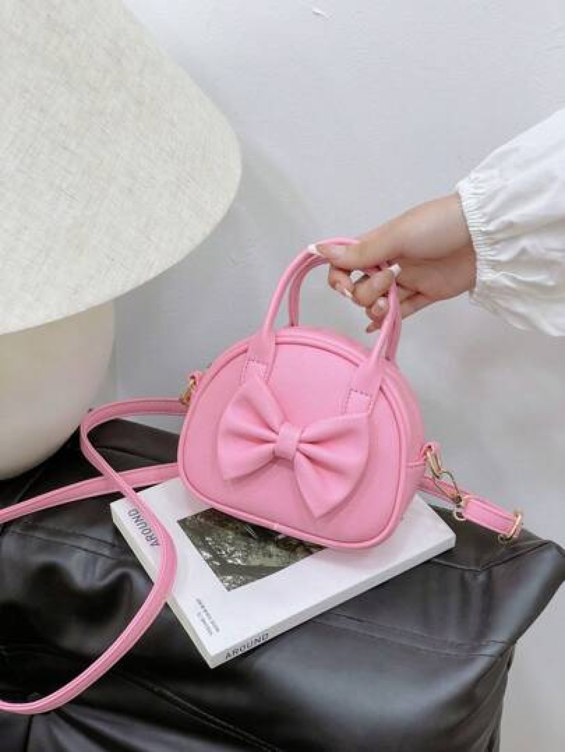 1pc Pu Zipper Fashion Sweet Bow Princess Style Candy Color Handbag Korean French Exquisite Aesthetic Niche Design Adjustable Shoulder Strap Shoulder Messenger Bag Versatile Casual Highly Attractive Ba