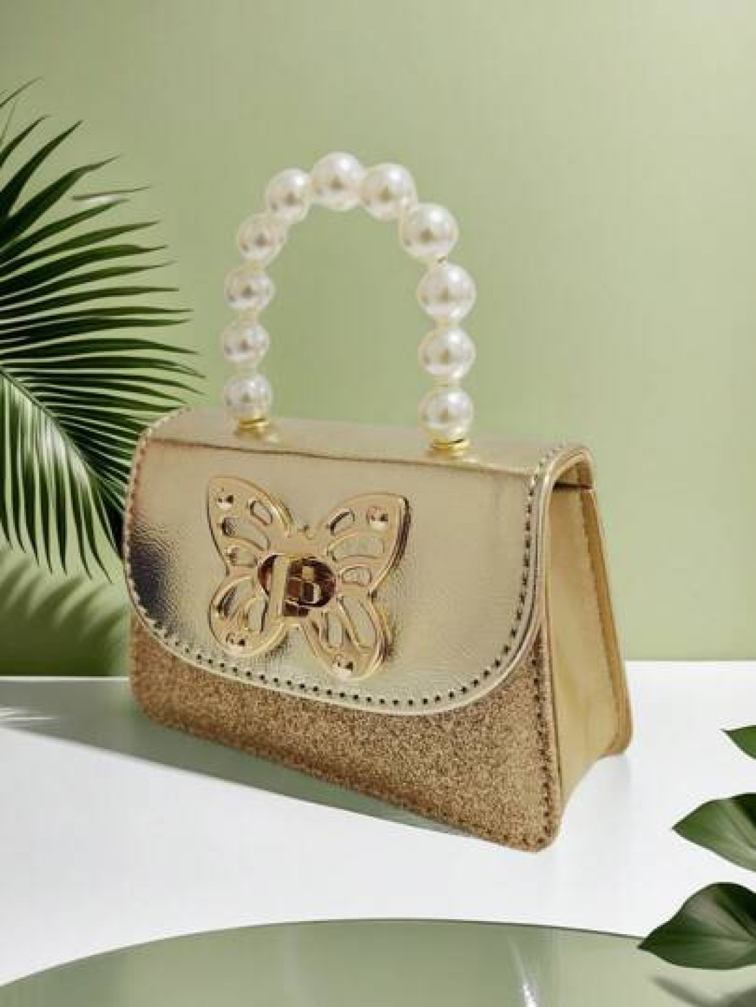 Children s Fashion New Butterfly Pearl Handbag Holiday Gift PU Leather Butterfly Lock Stylish Pouch Princess Mini Wallet Purse For Girls