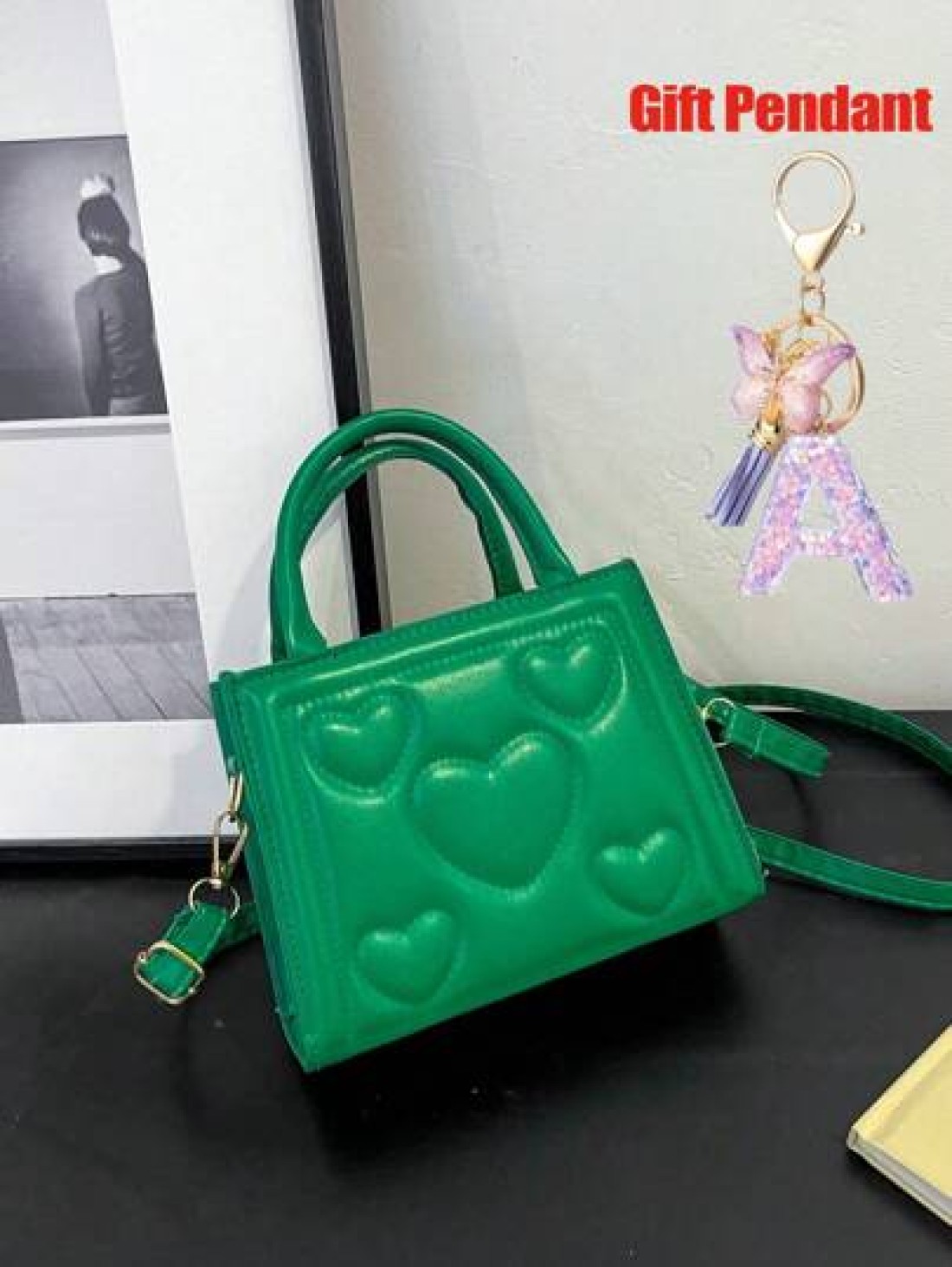 1pc Vintage Heart Quilted Handbag Casual Shoulder Crossbody Bag For Daily Use 1pc Purple Gift Pendant
