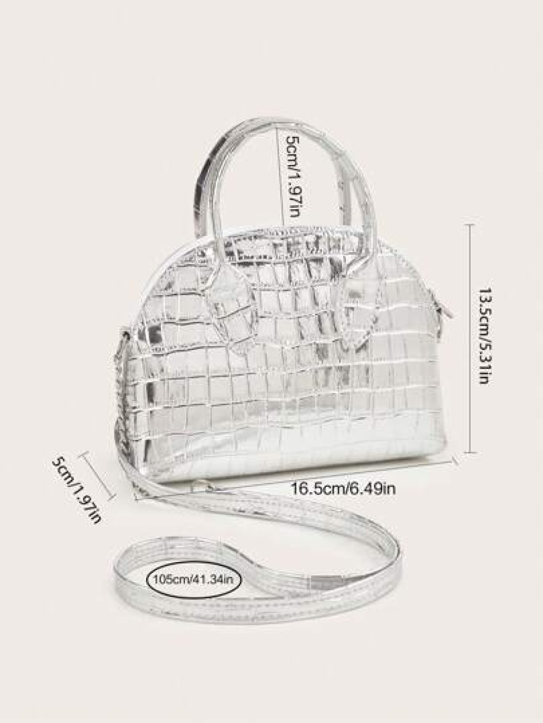 1pc Girls Crocodile Grain PU Shell Handbag Minimalist Chain Shoulder Crossbody Bag