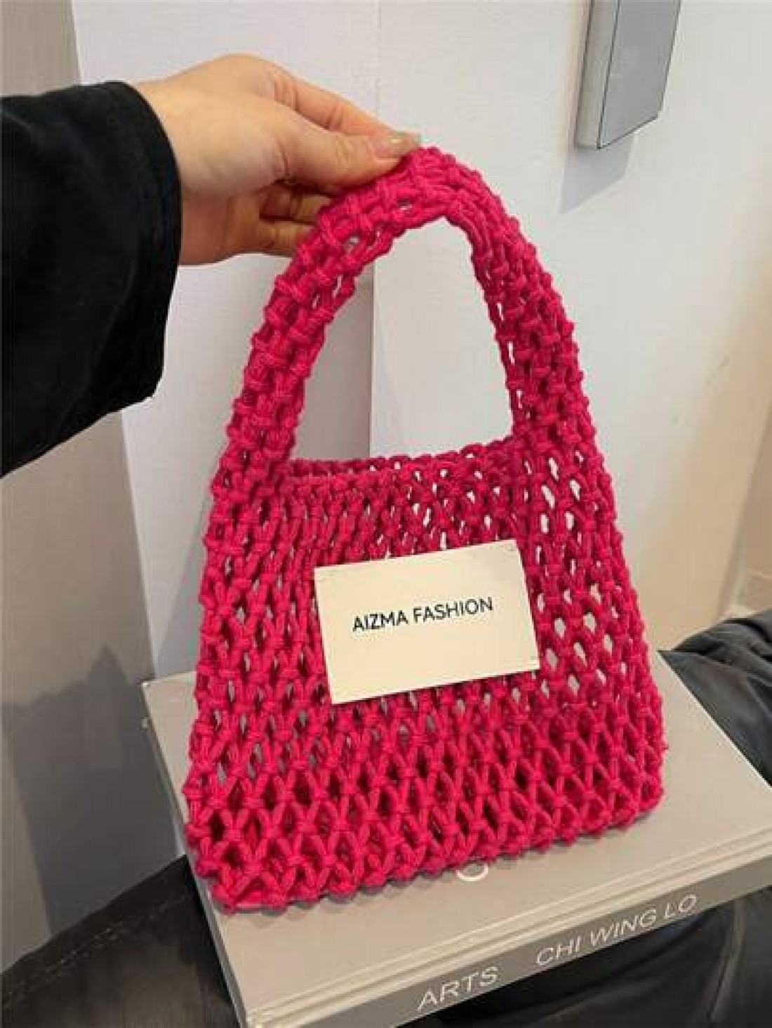 1pc Mini Handbag Nylon Open Closure Summer Hollow Woven Girl S Bag Handbag Seaside Small Mobile Phone Bag Comfortable Suitable For Daily Outings Travel Is A Perfect Gift For Girls