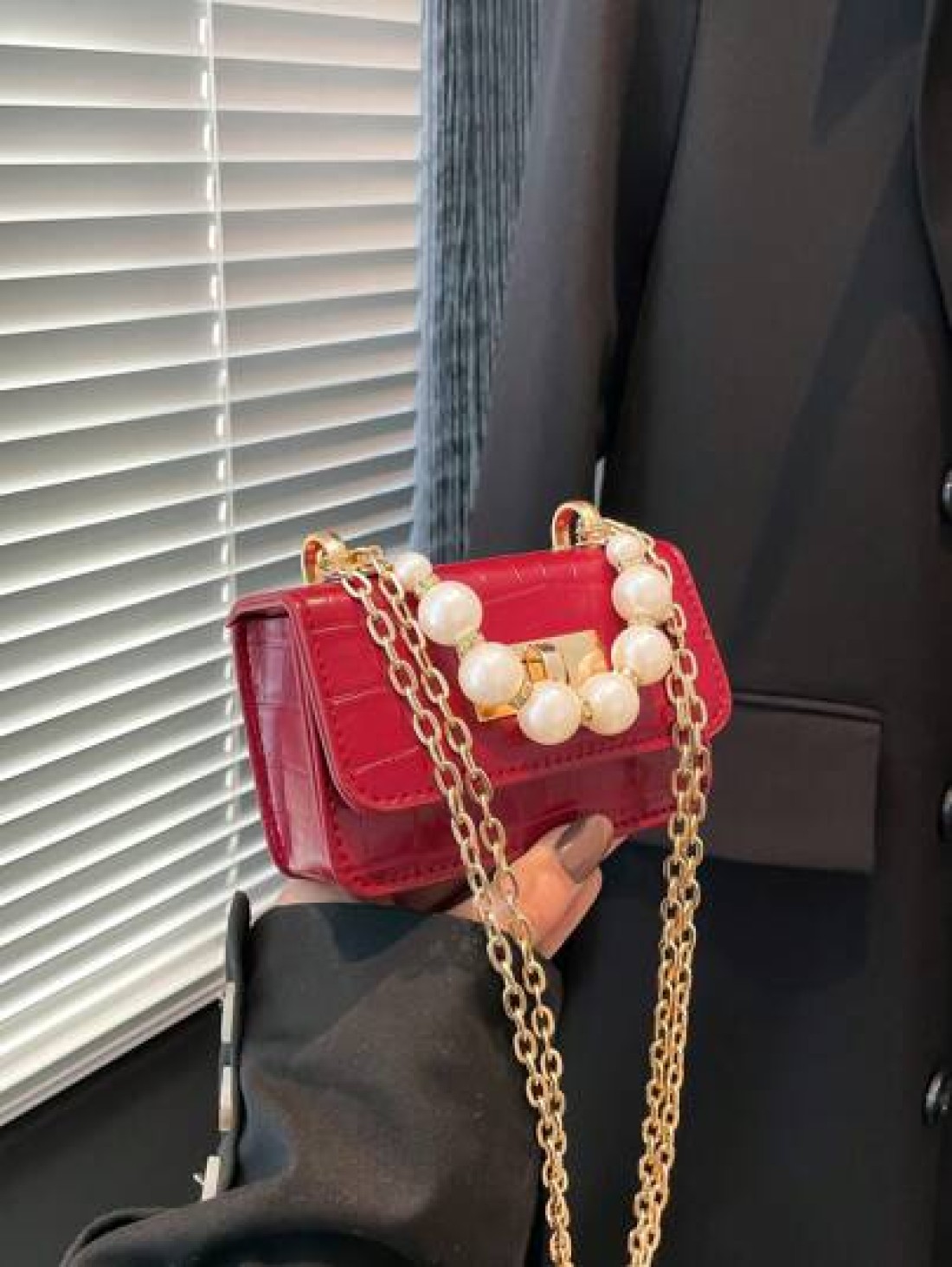 1pc Crocodile Pattern Jelly Bag Children s Handbag Coin Purse Pearl Crossbody Small Bag Exquisite And Fashionable Pearl Handbag Small Square Bag Suitable For Girls To Go Shopping Daily Use Attend Part