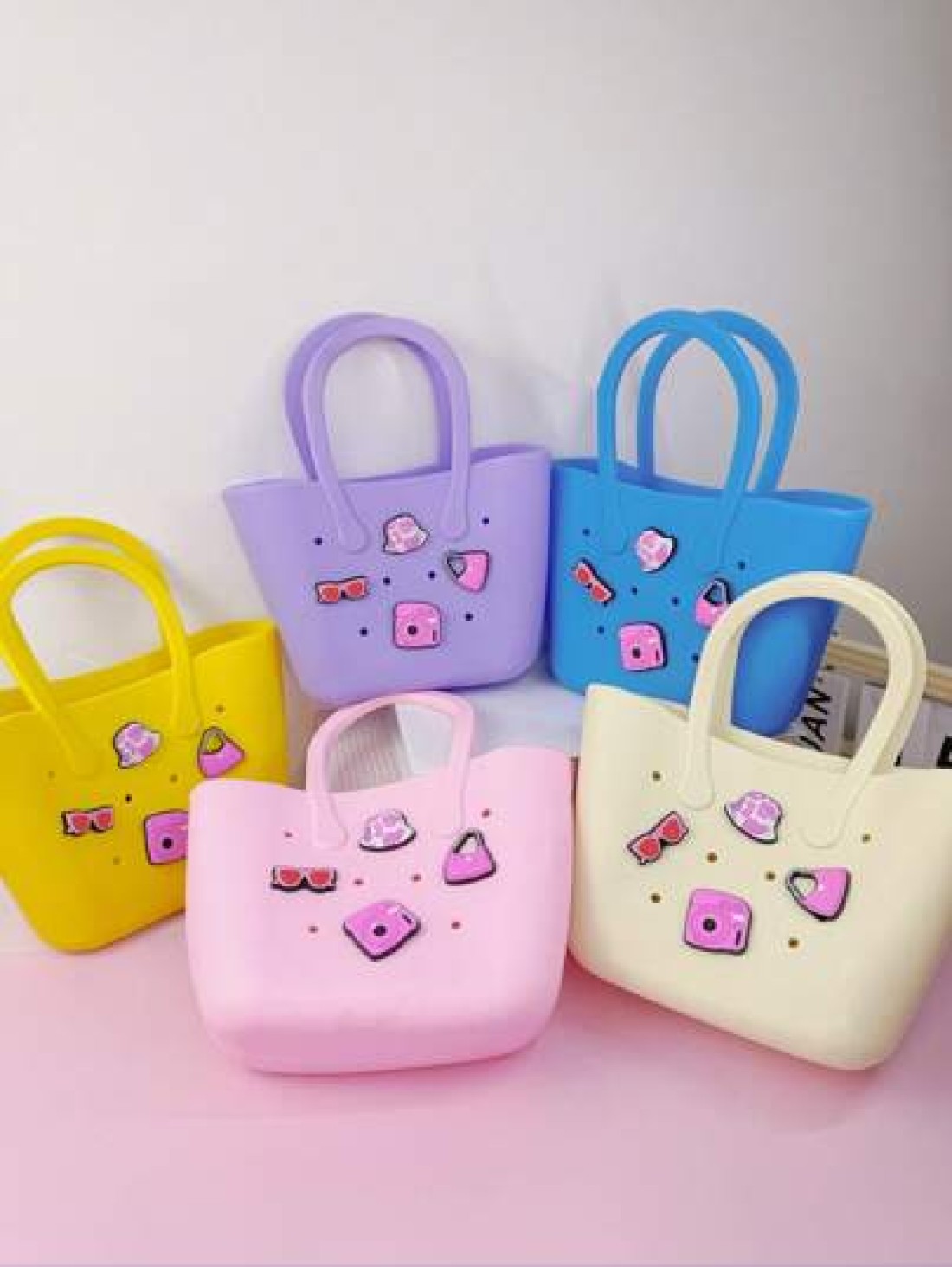 1pc Children s New Solid Color Letter Detachable Silicone DIY Handbag